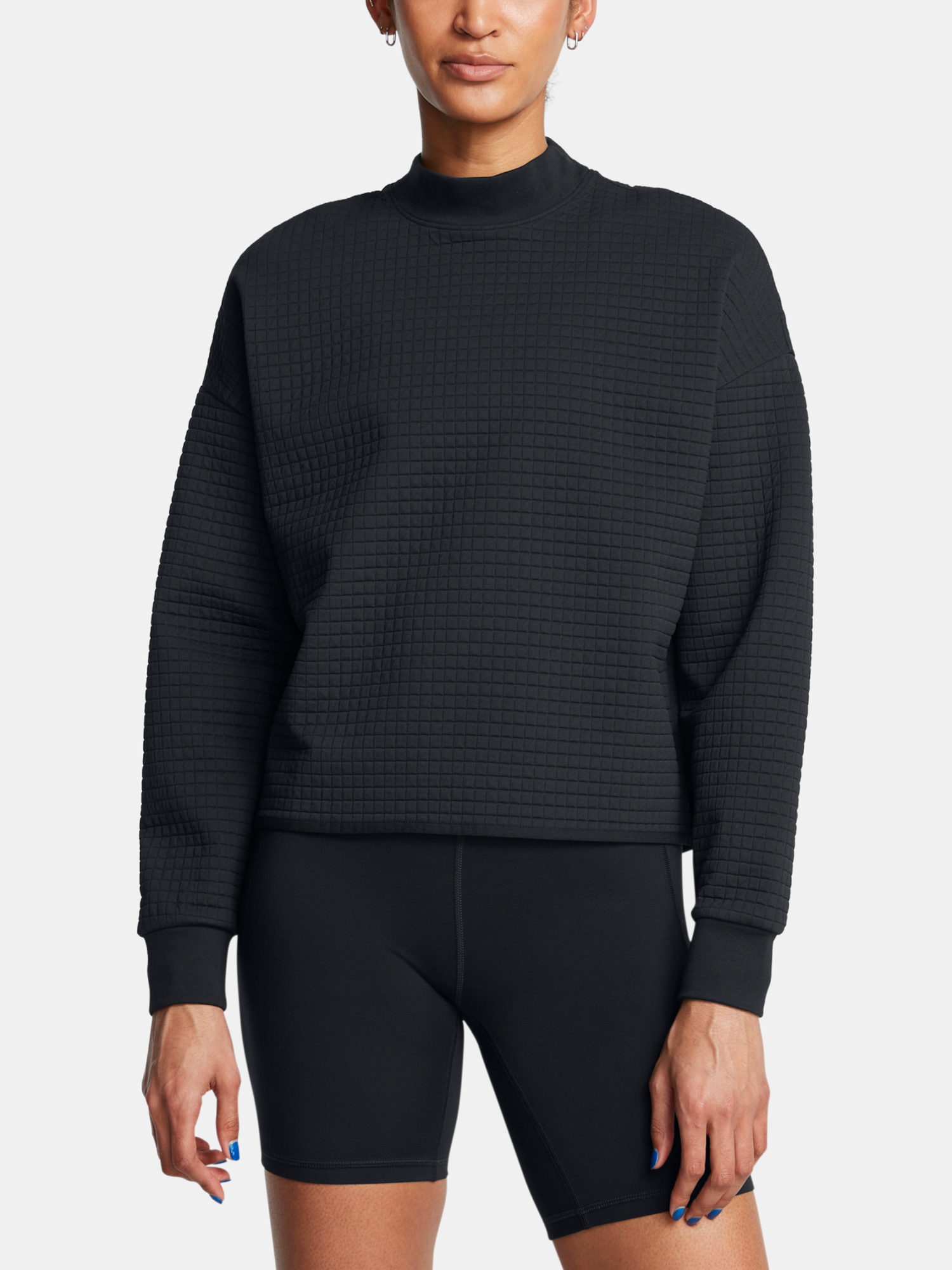 Women's Sweatshirt Under Armour Unstoppable Flc Grid Mock LS-BLK - Women's