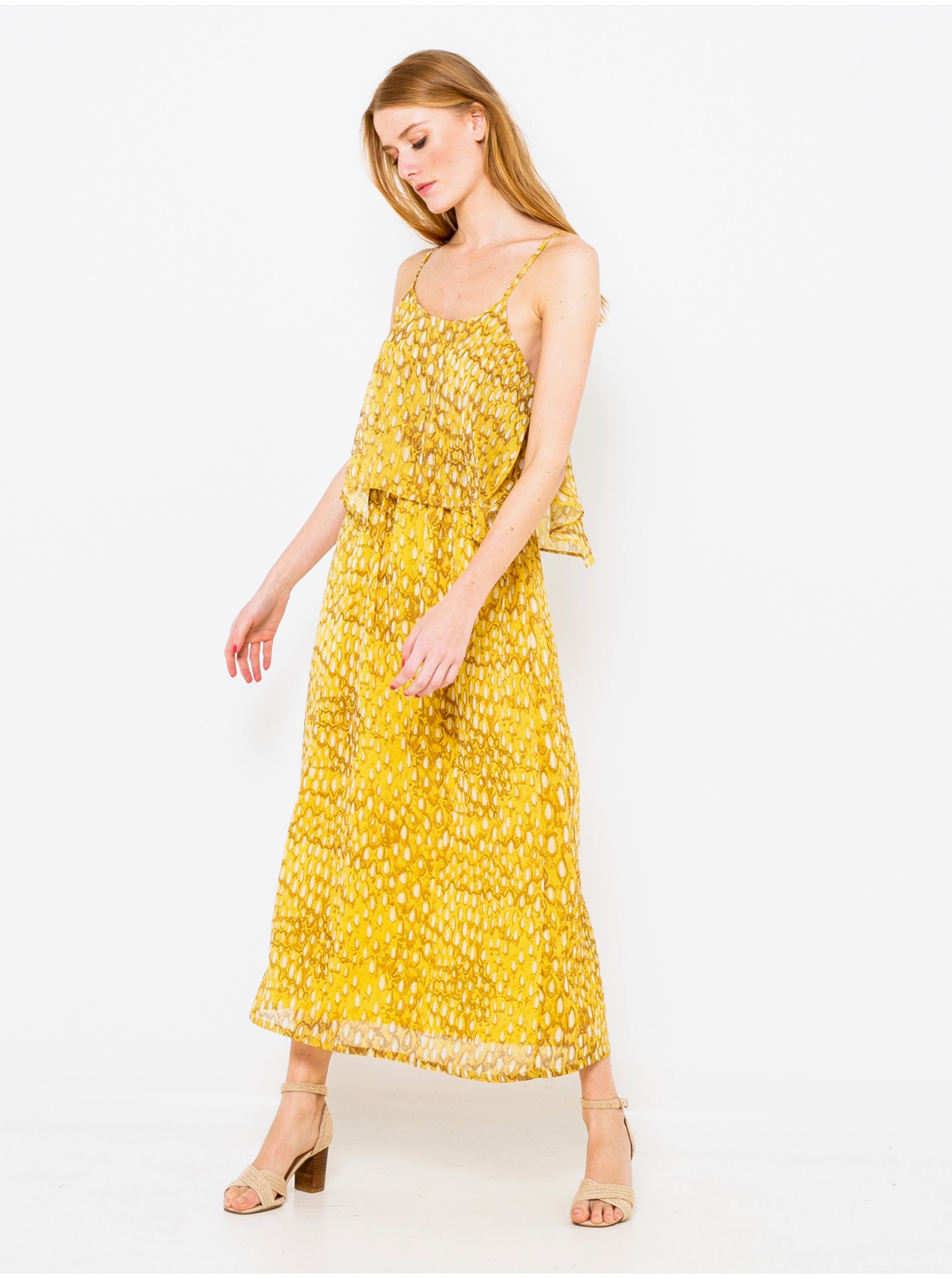 Women's dress CAMAIEU Yellow Abstract