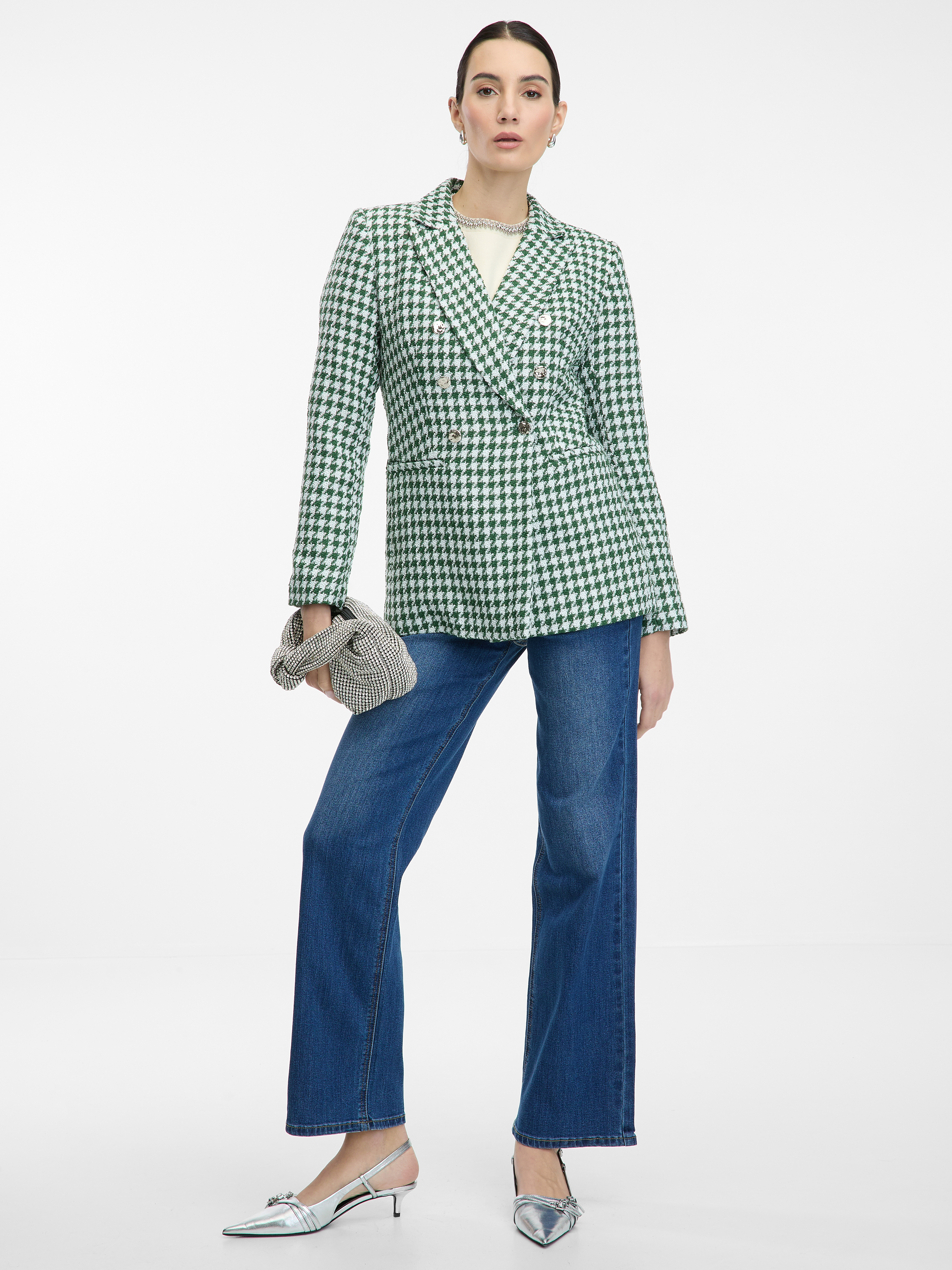 Green women&#039;s patterned blazer ORSAY - Women&#039;s