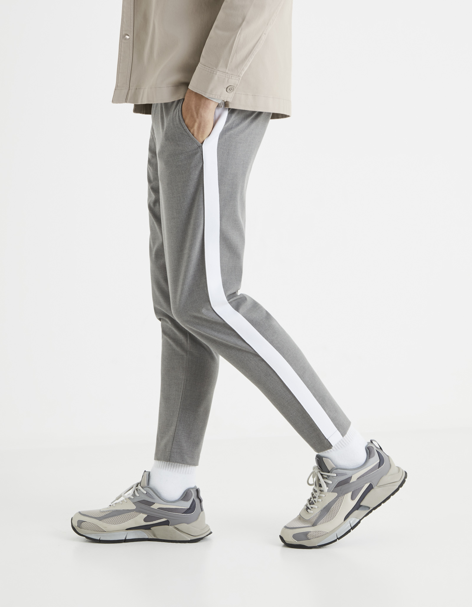 Pantaloni casual pentru barbati Celio - gri, alb