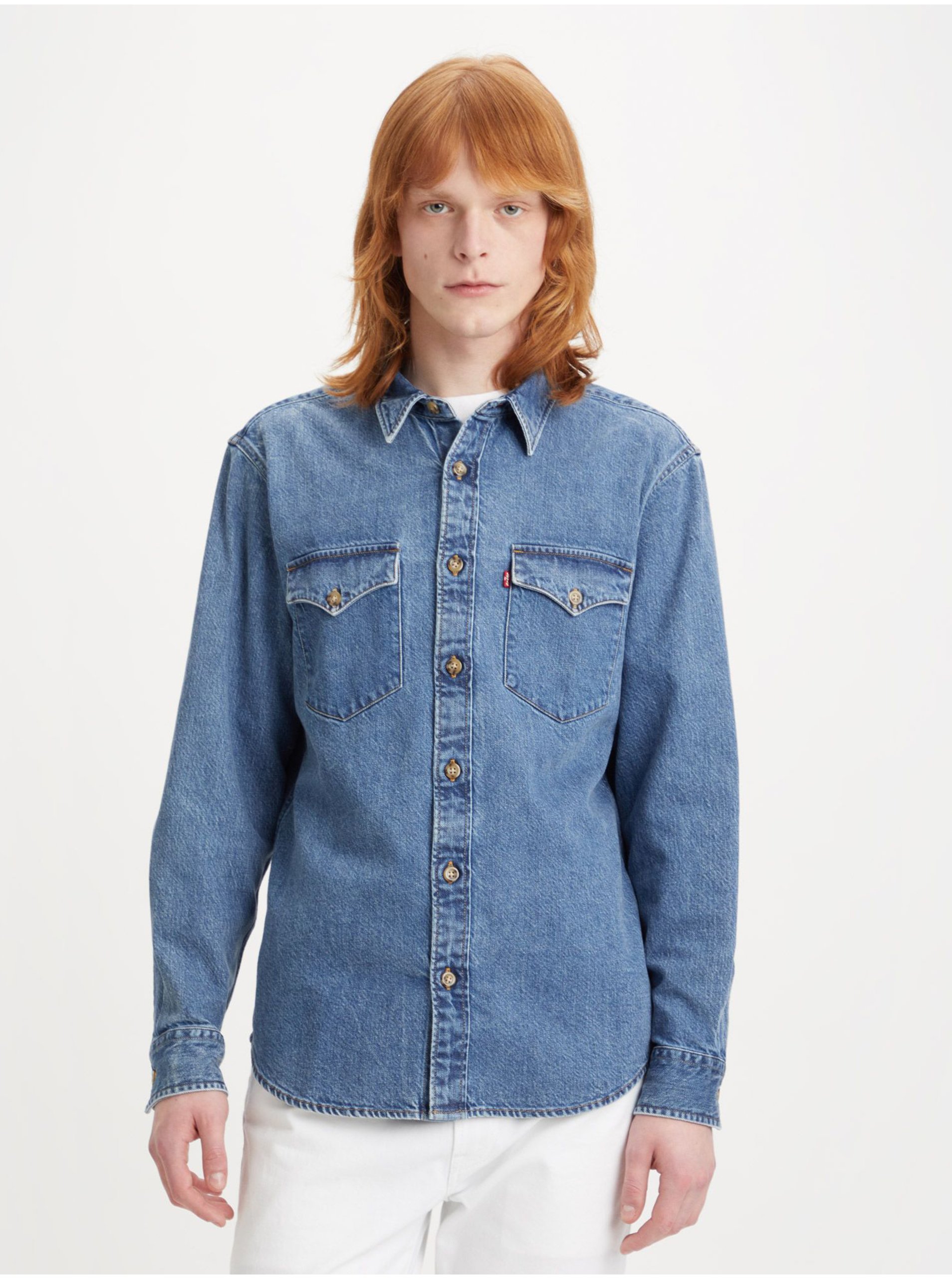Levně Levi&#39;s Modrá pánská džínová košile Levi's® Western - Pánské