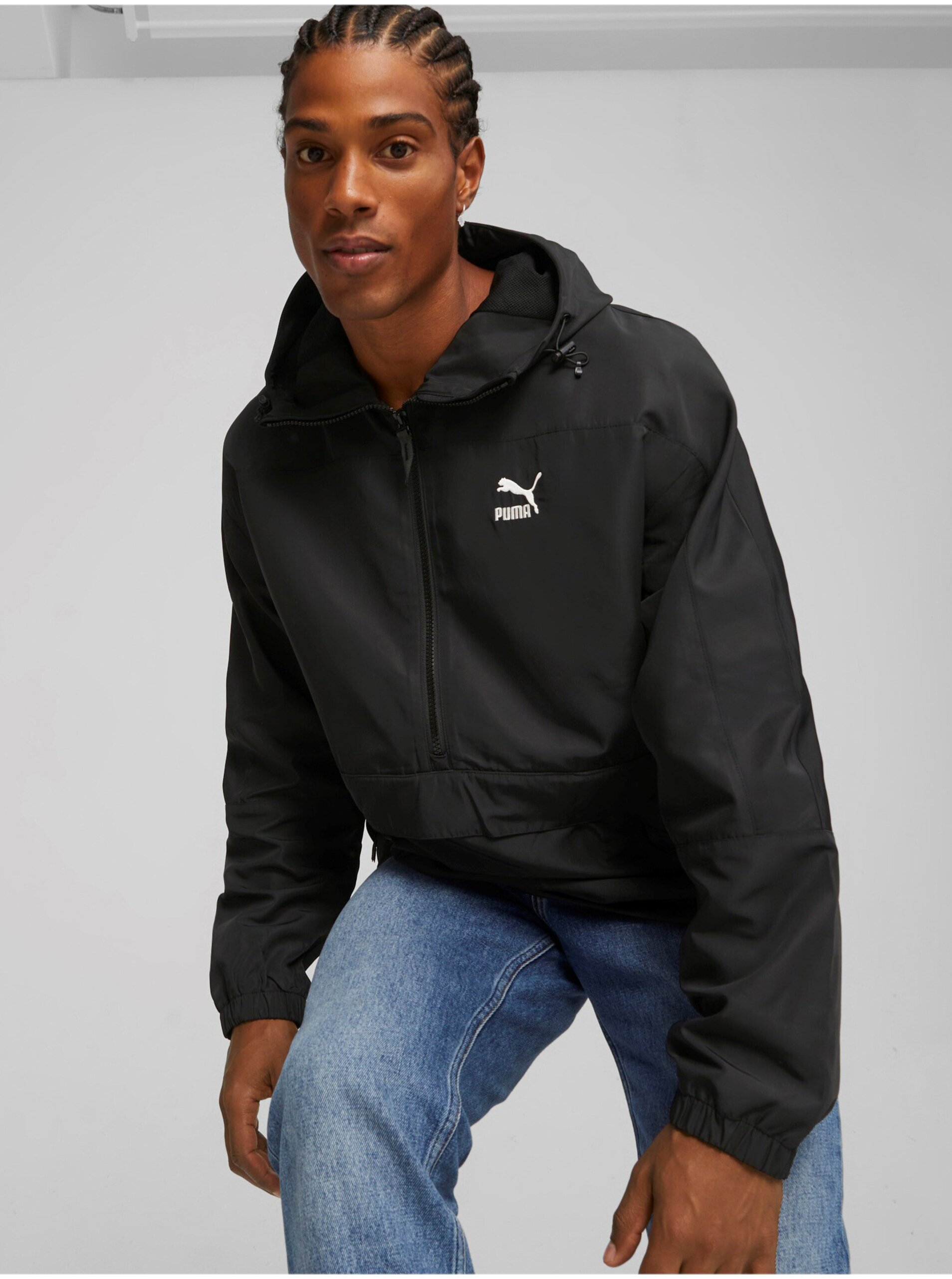 Black Men's Light Anorak Puma Windbreaker - Mens