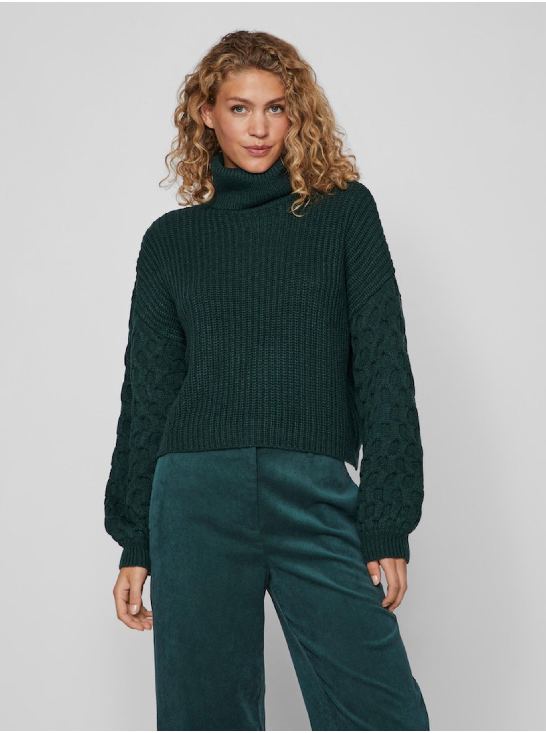 Women's Dark Green Turtleneck Sweater VILA Vioa - Women