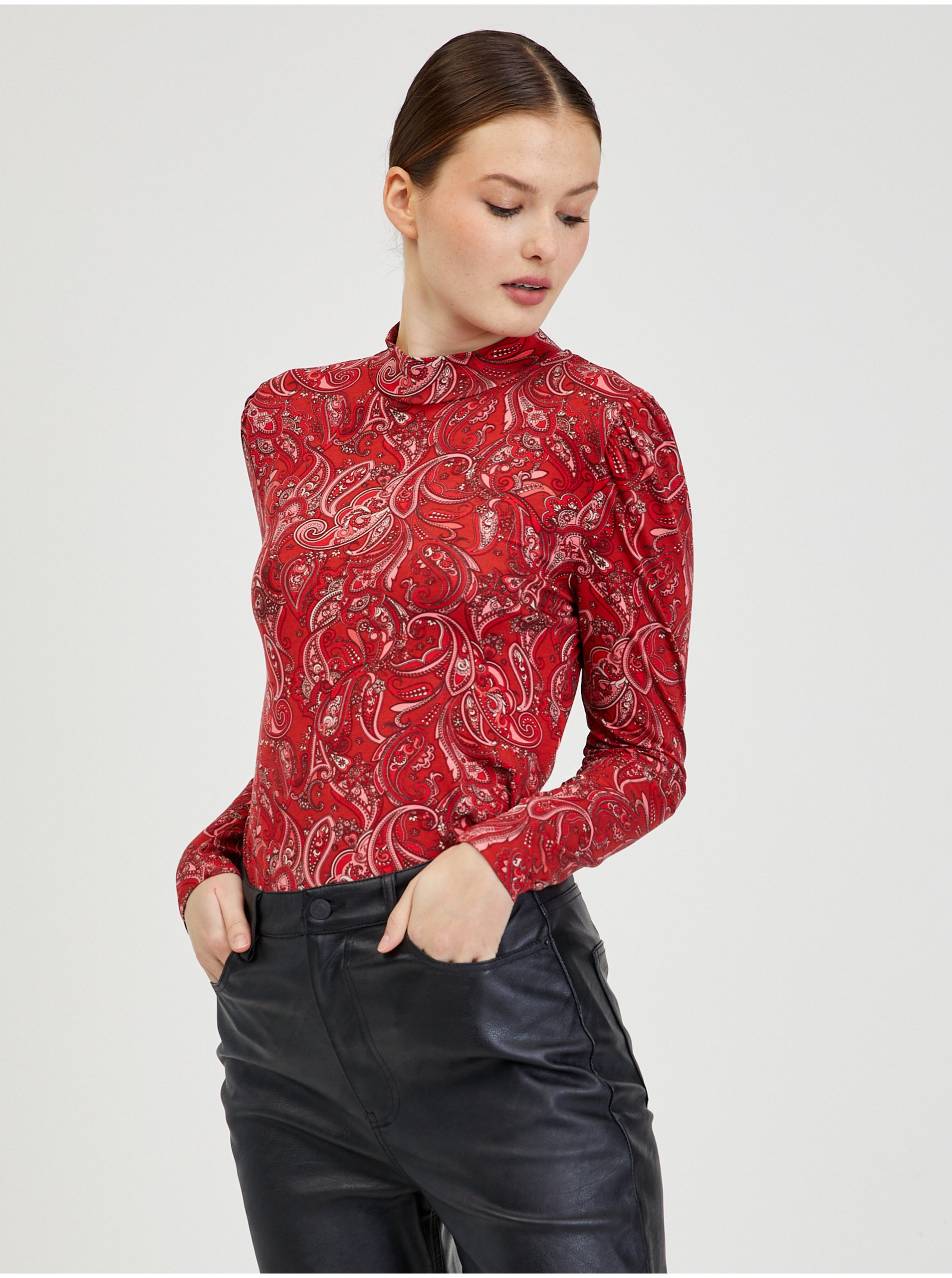 Red Women's Patterned Long Sleeve T-Shirt ORSAY Paisy - Women