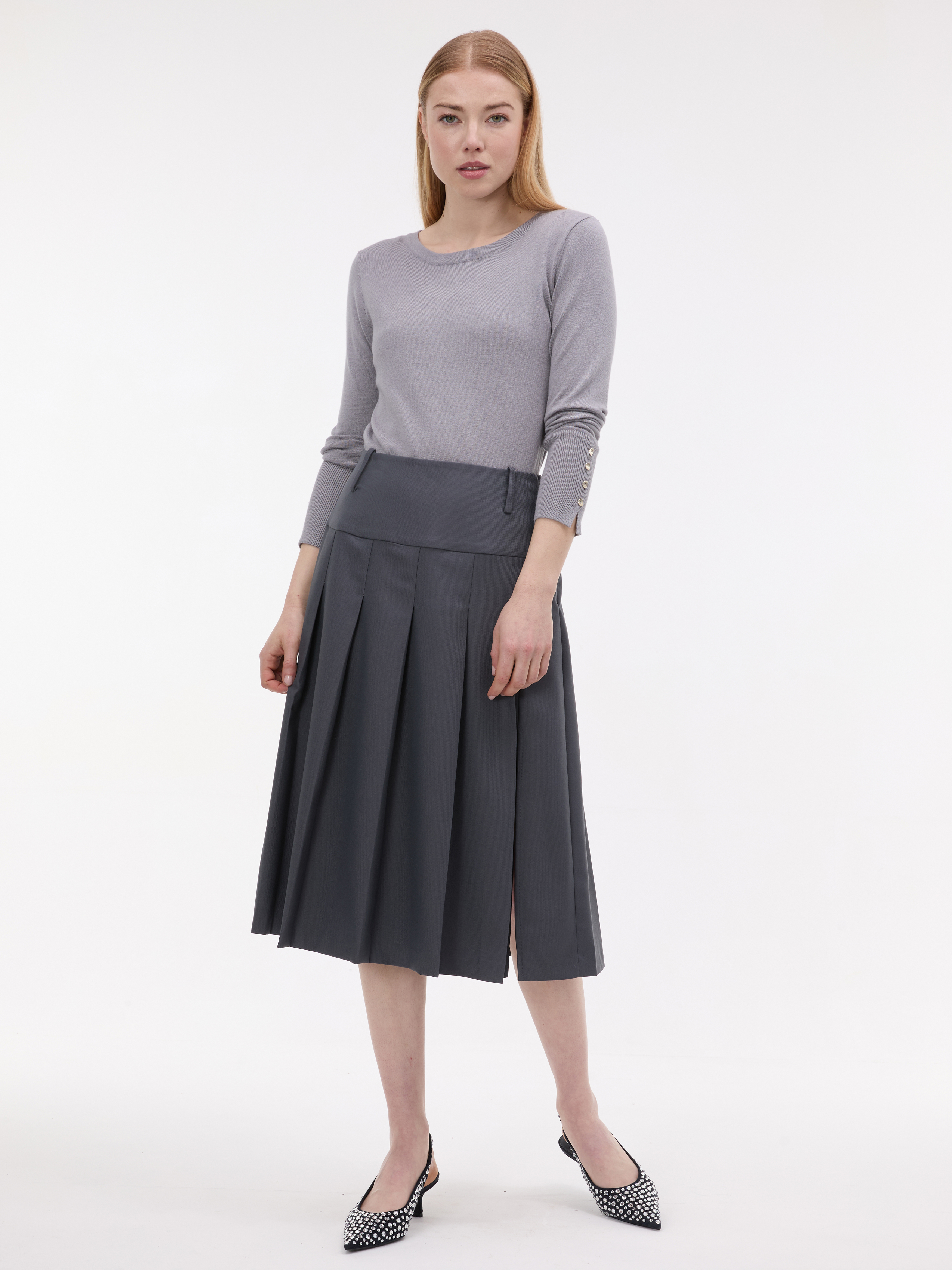 Sivá dámska midi sukňa ORSAY