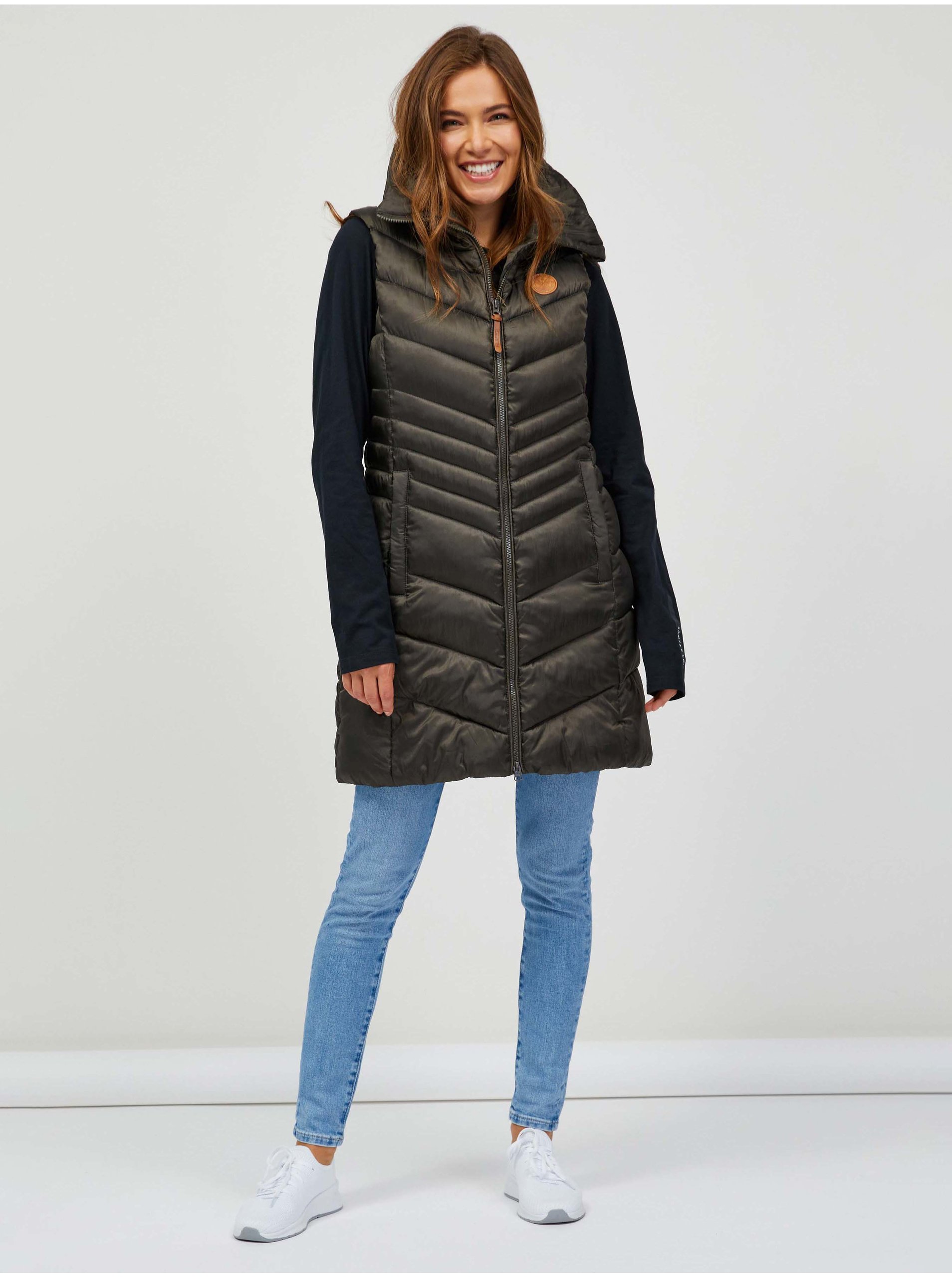 SAM73 Khaki ladies quilted long vest SAM 73 Dumela - Ladies