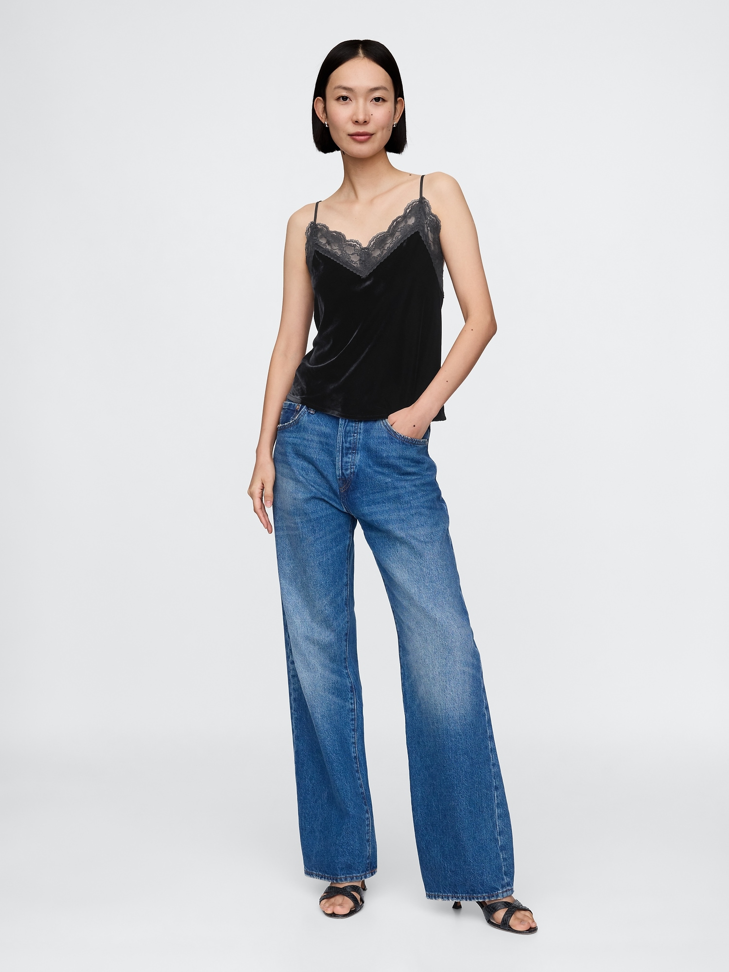 GAP Velvet tank top with lace - Women's