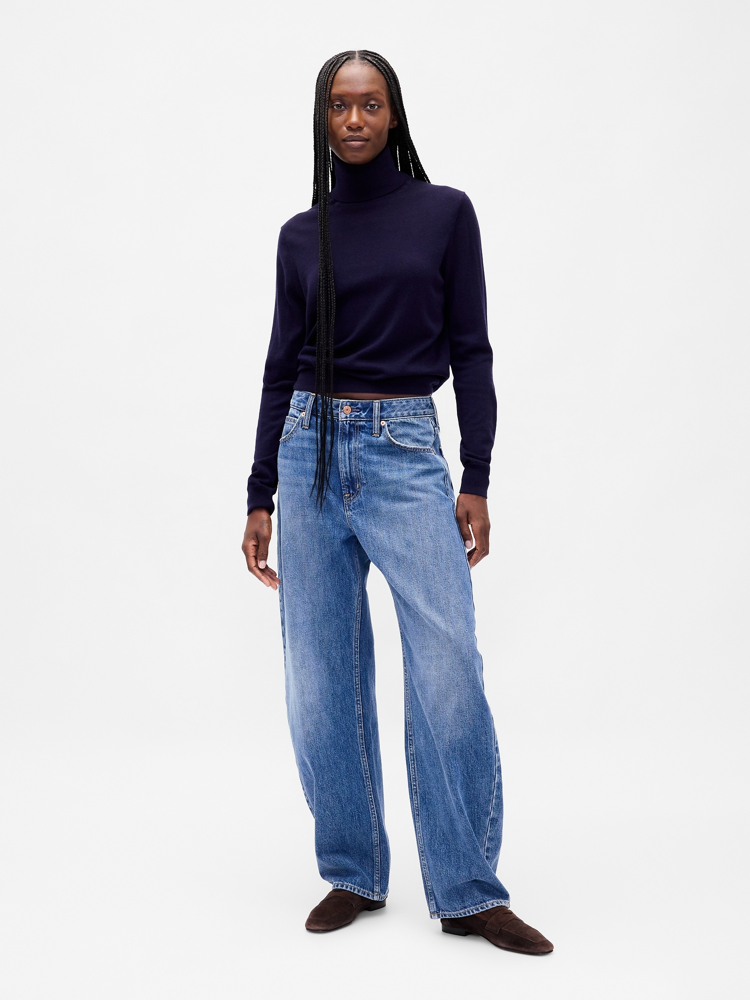 Pulover cu guler înalt din lână merinos pentru femei