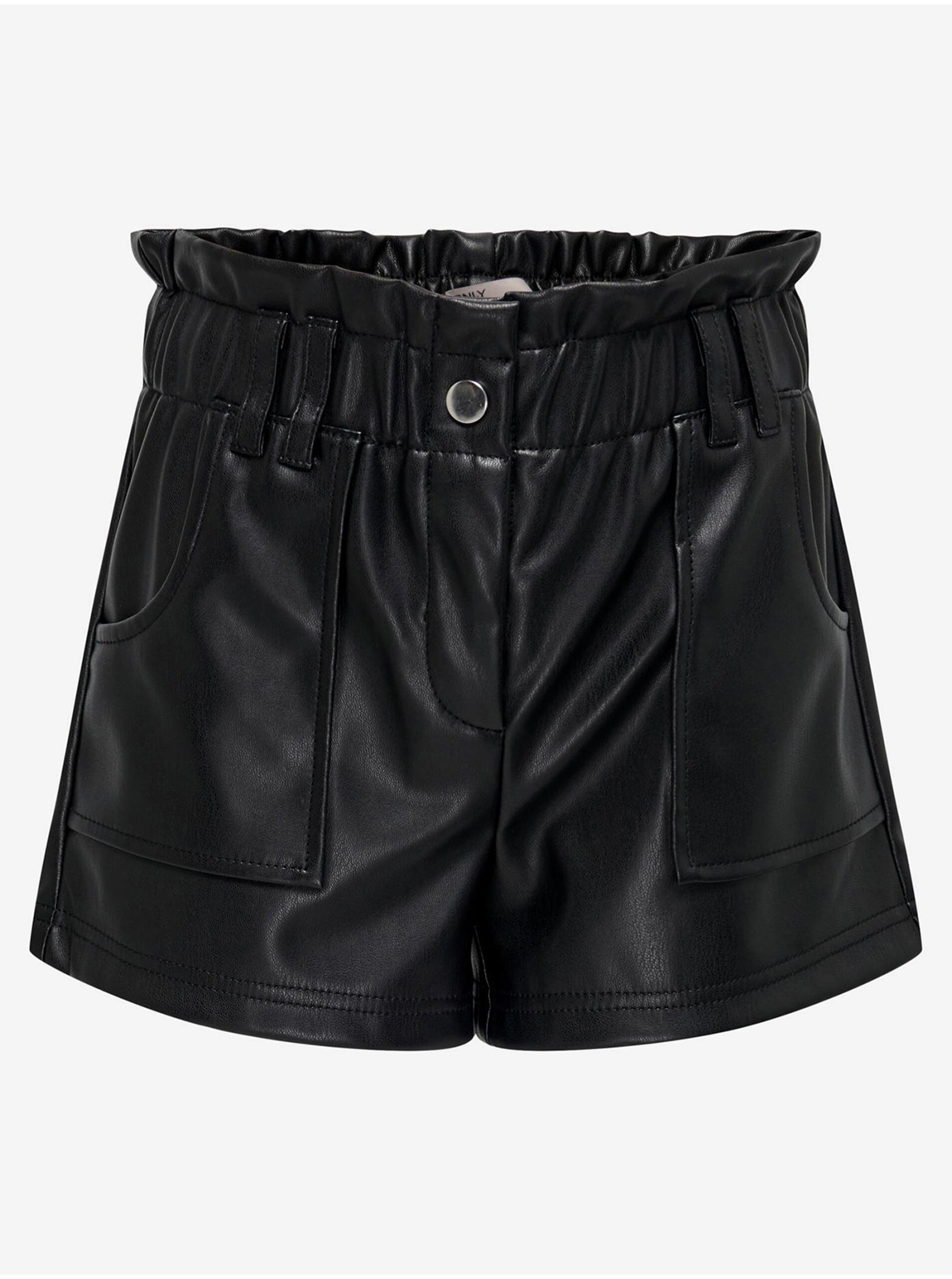 Black Faux Leather Shorts ONLY Stephanie - Girls