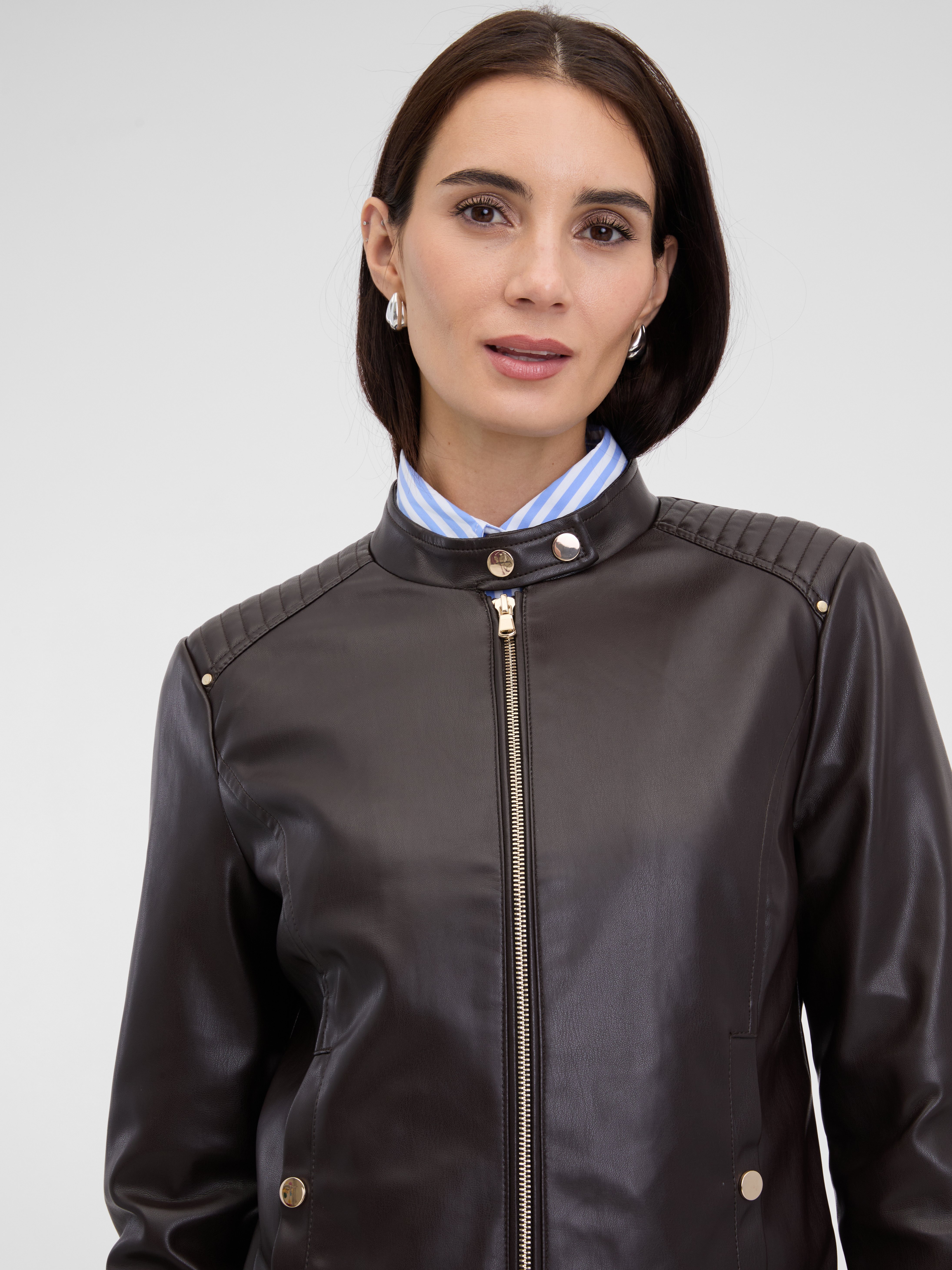 Dark brown women's faux leather jacket ORSAY - Women's
