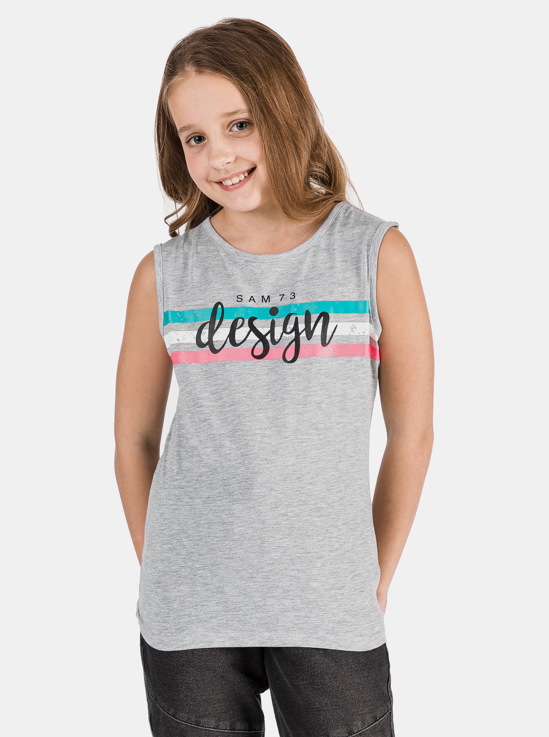 Grey Girl's T-shirt With SAM 73 Print