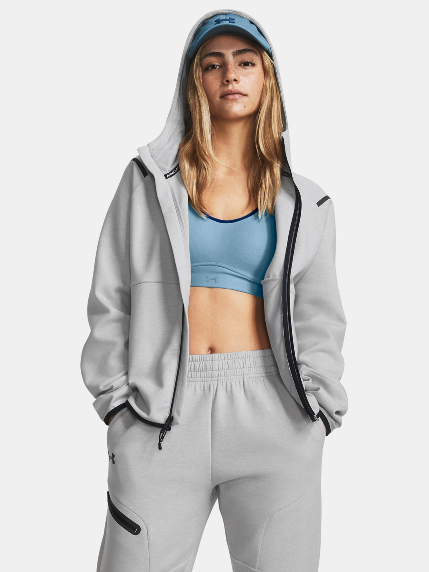 Sivá dámska mikina Under Armour Unstoppable Flc FZ-GRY