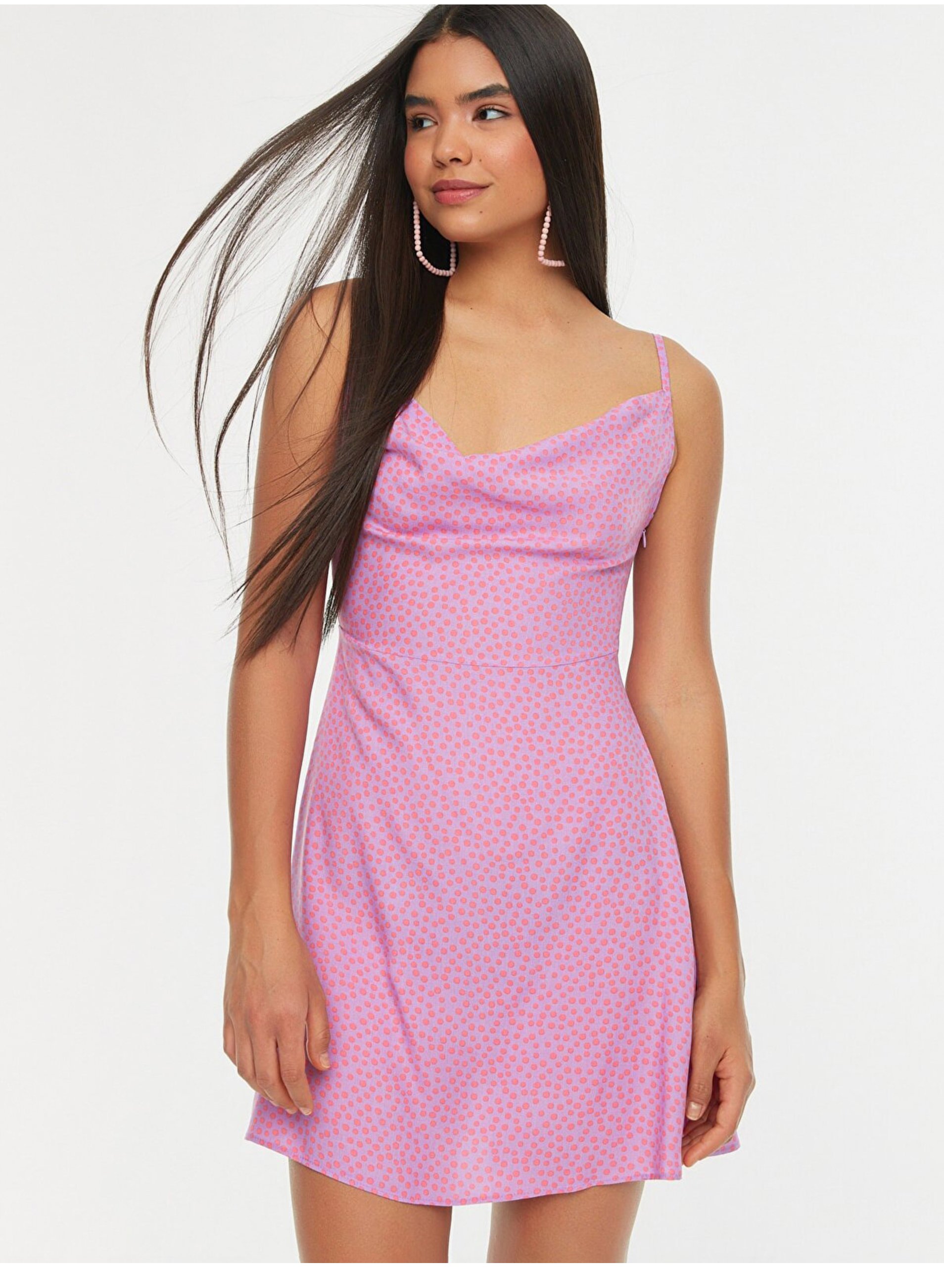 Levně Růžové letní vzorované šaty Trendyol - Dámské