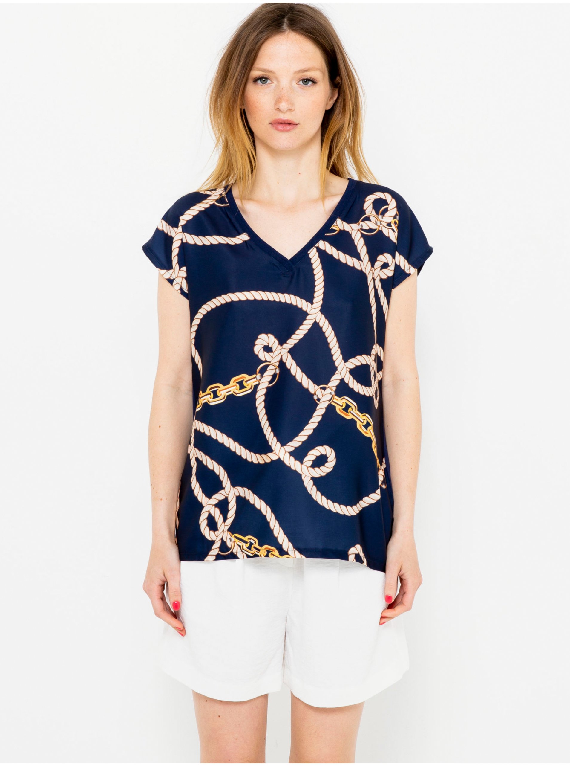 Dark blue patterned T-shirt CAMAIEU - Women