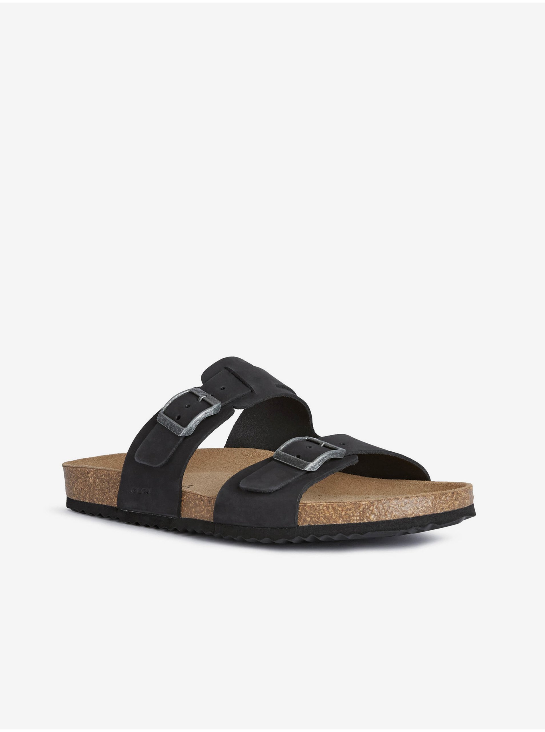 Black Men&#039;s Leather Slippers Geox Ghita - Men&#039;s