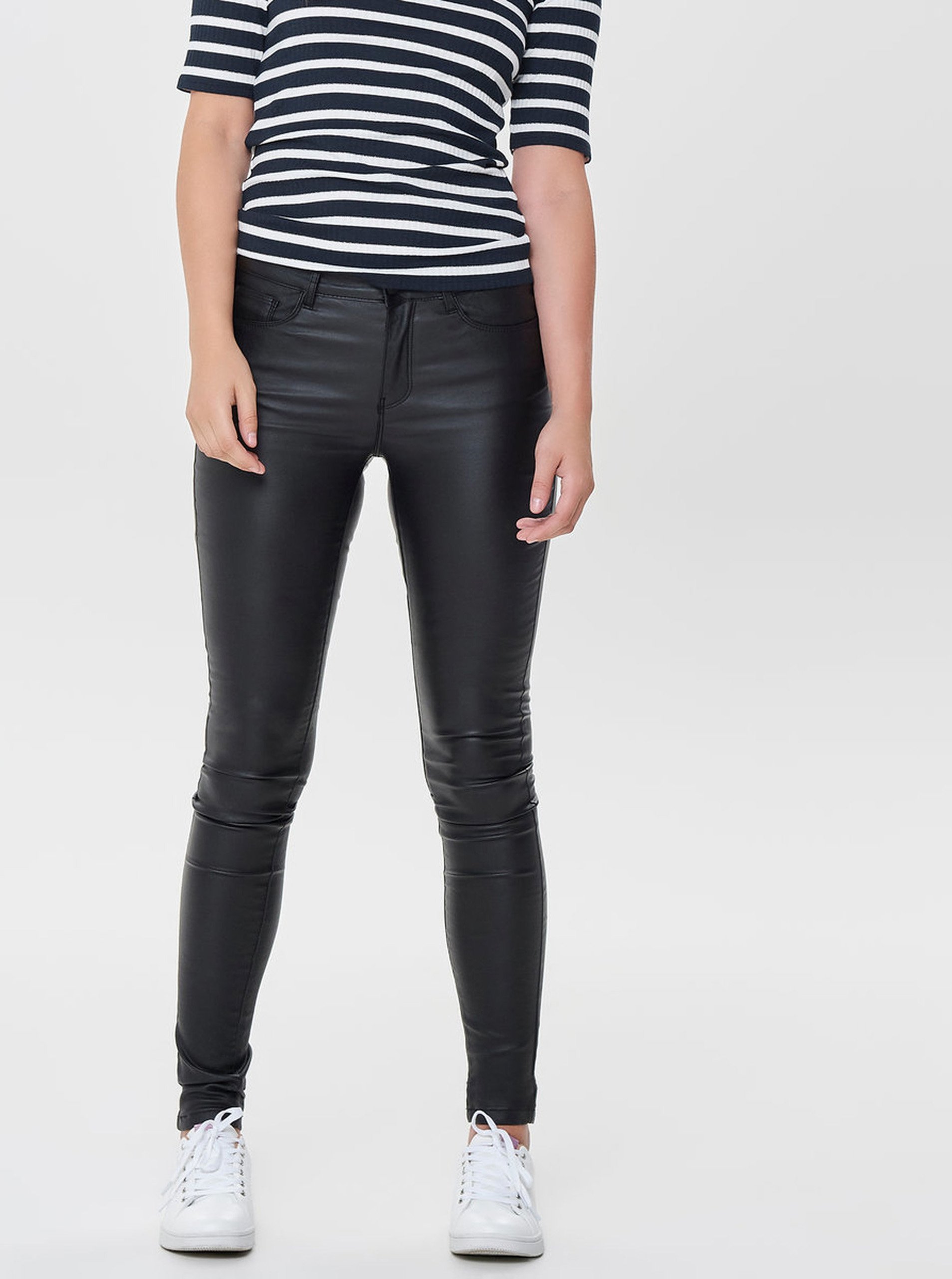 Black leatherette skinny pants with low waist ONLY - Women