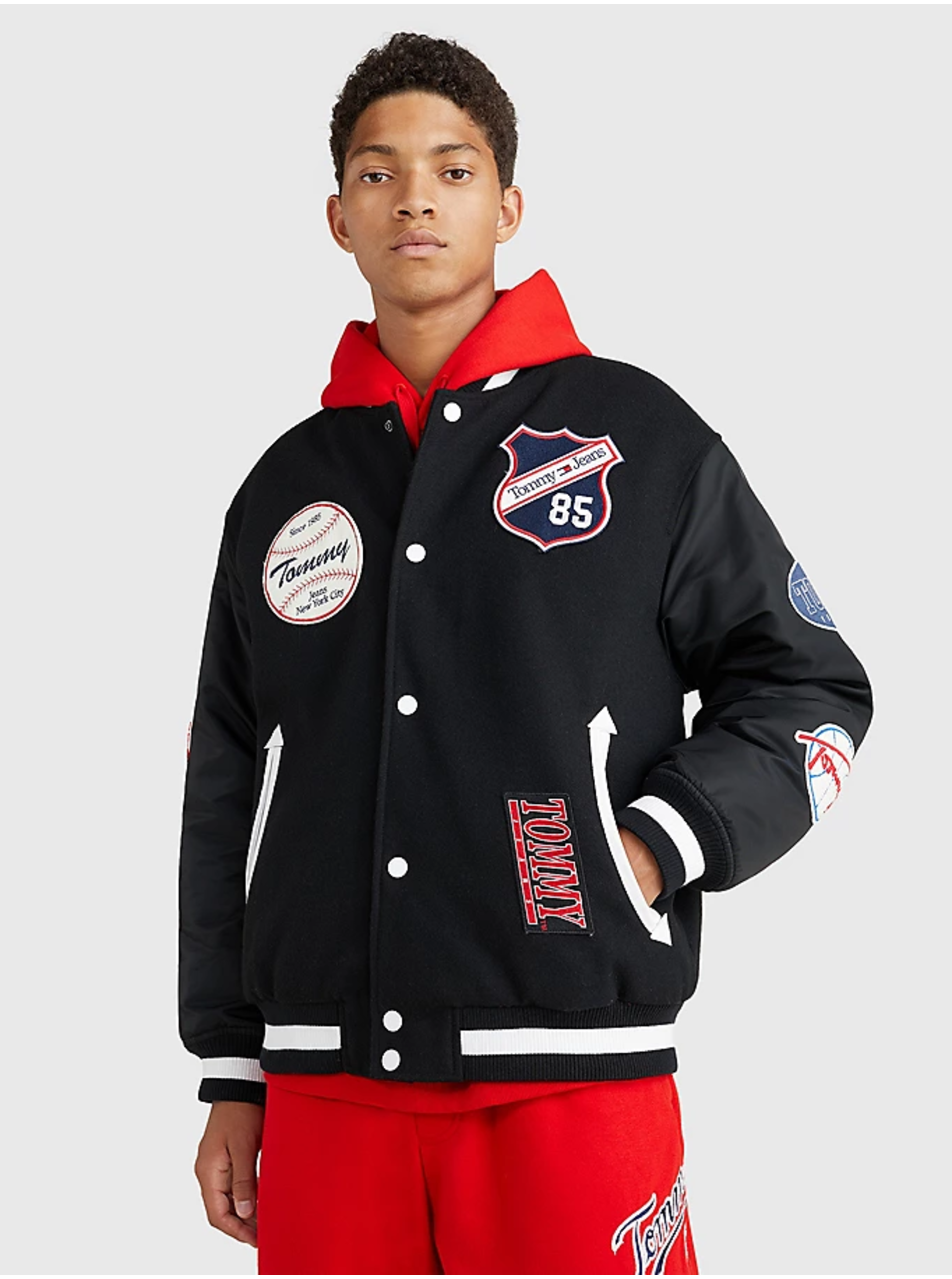 Black men's bomber with wool Tommy Jeans - Men
