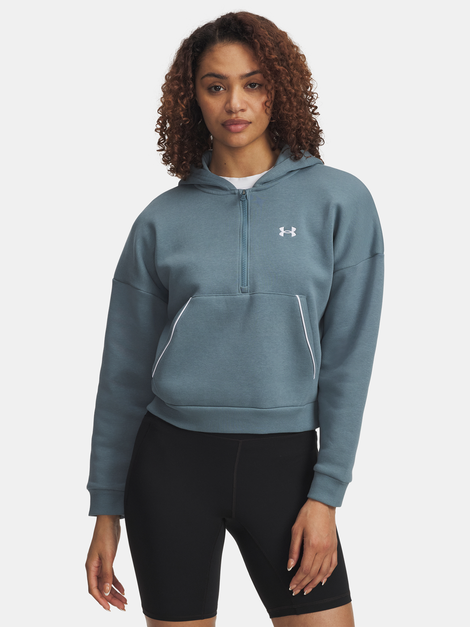 Under Armour Rival Flc Piped HZ Hoodie-BLU - Women's Sweatshirt