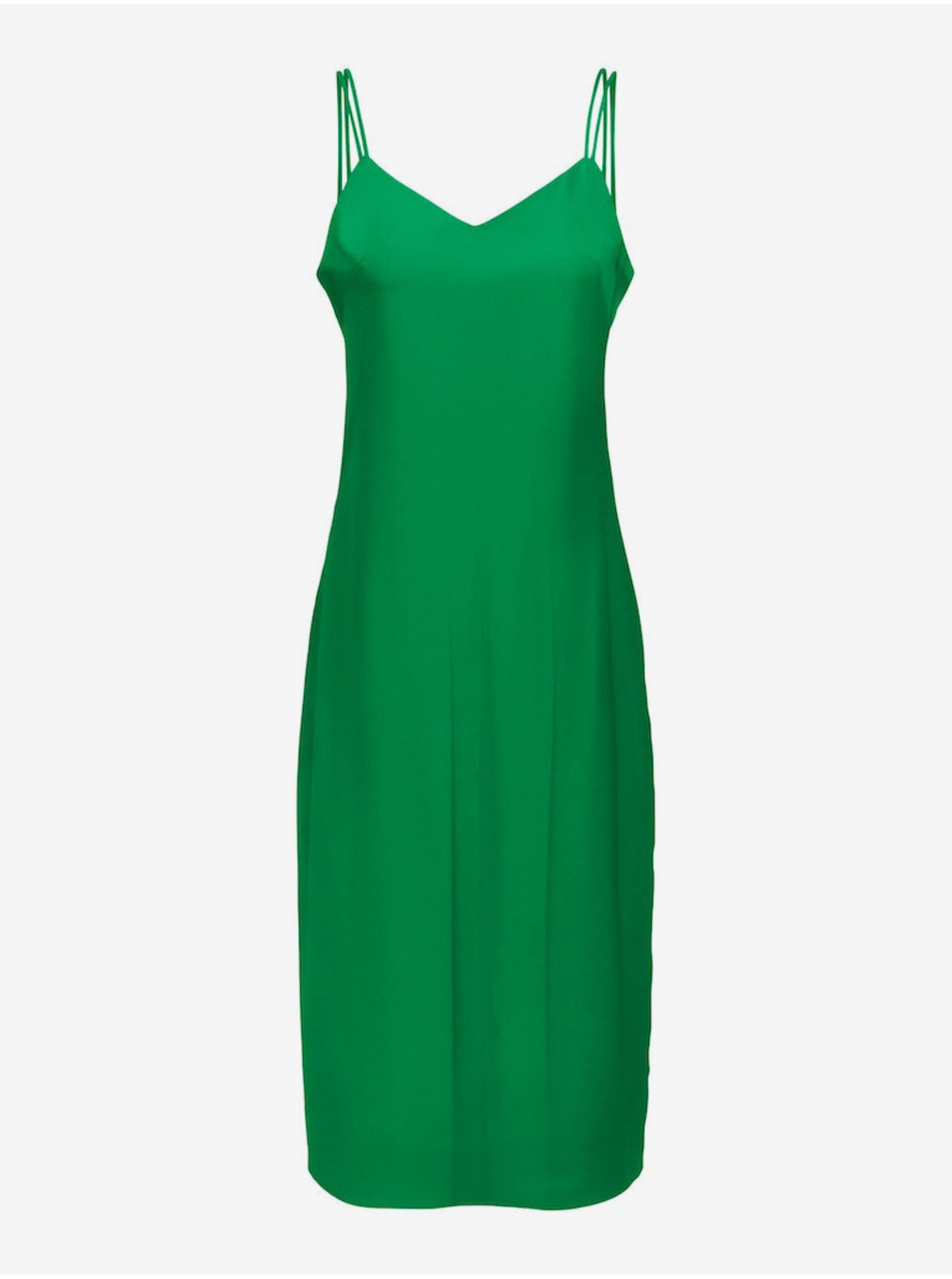 Levně Zelené dámské saténové šaty ONLY Sia - Dámské