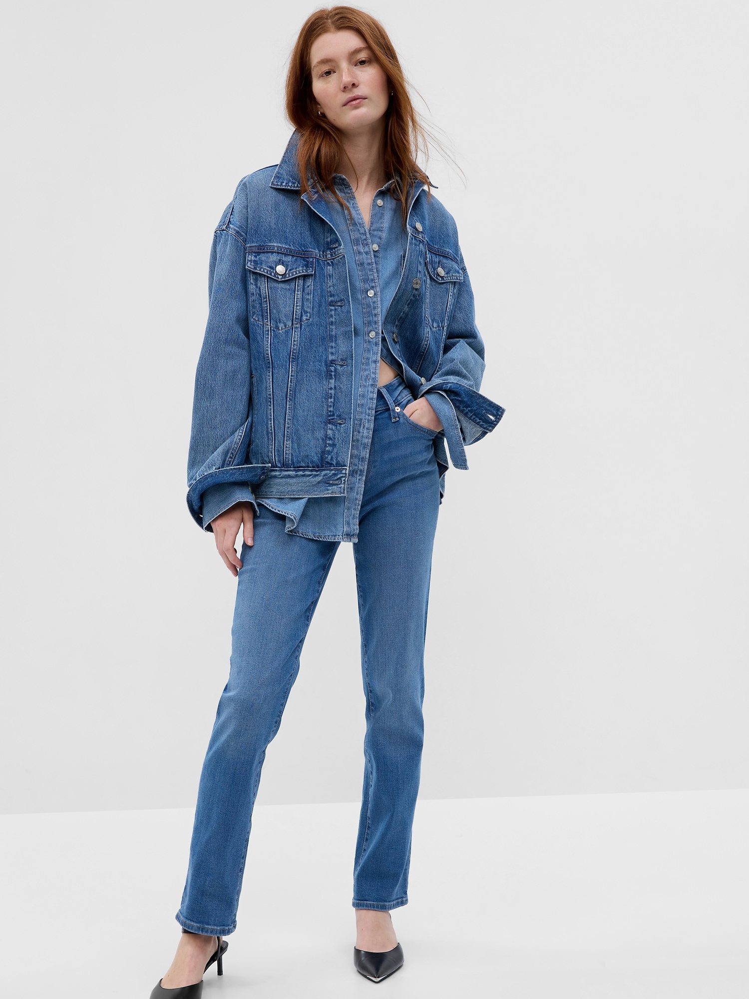 Straight fit pentru femei GAP - albastru