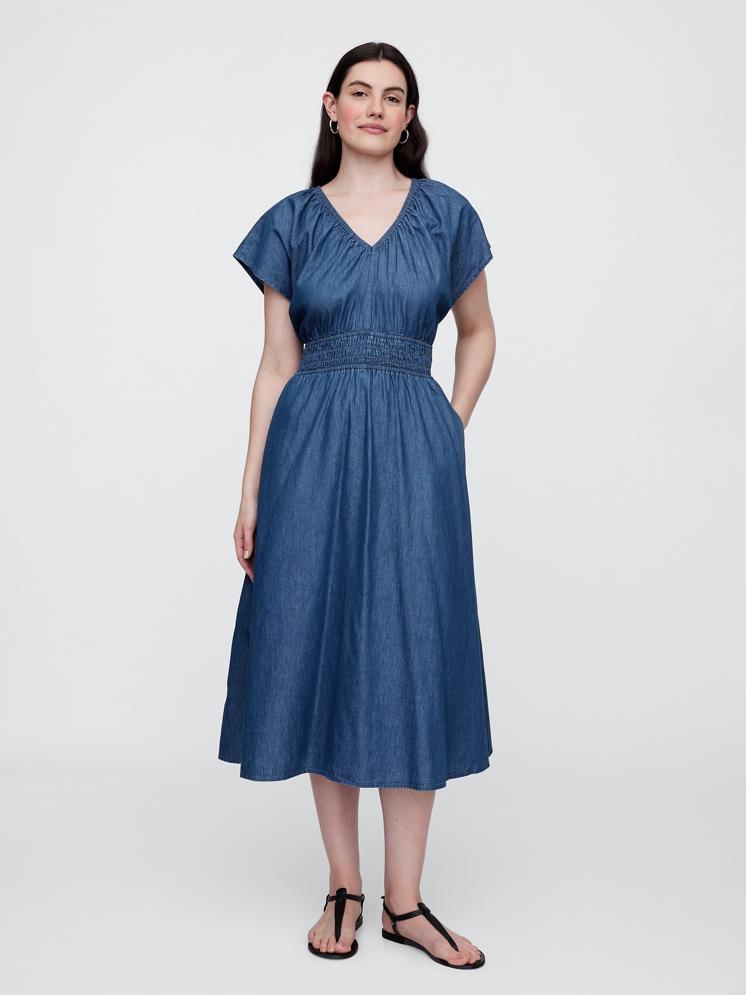 GAP Chambray maxi dress with pockets Americana - Women's