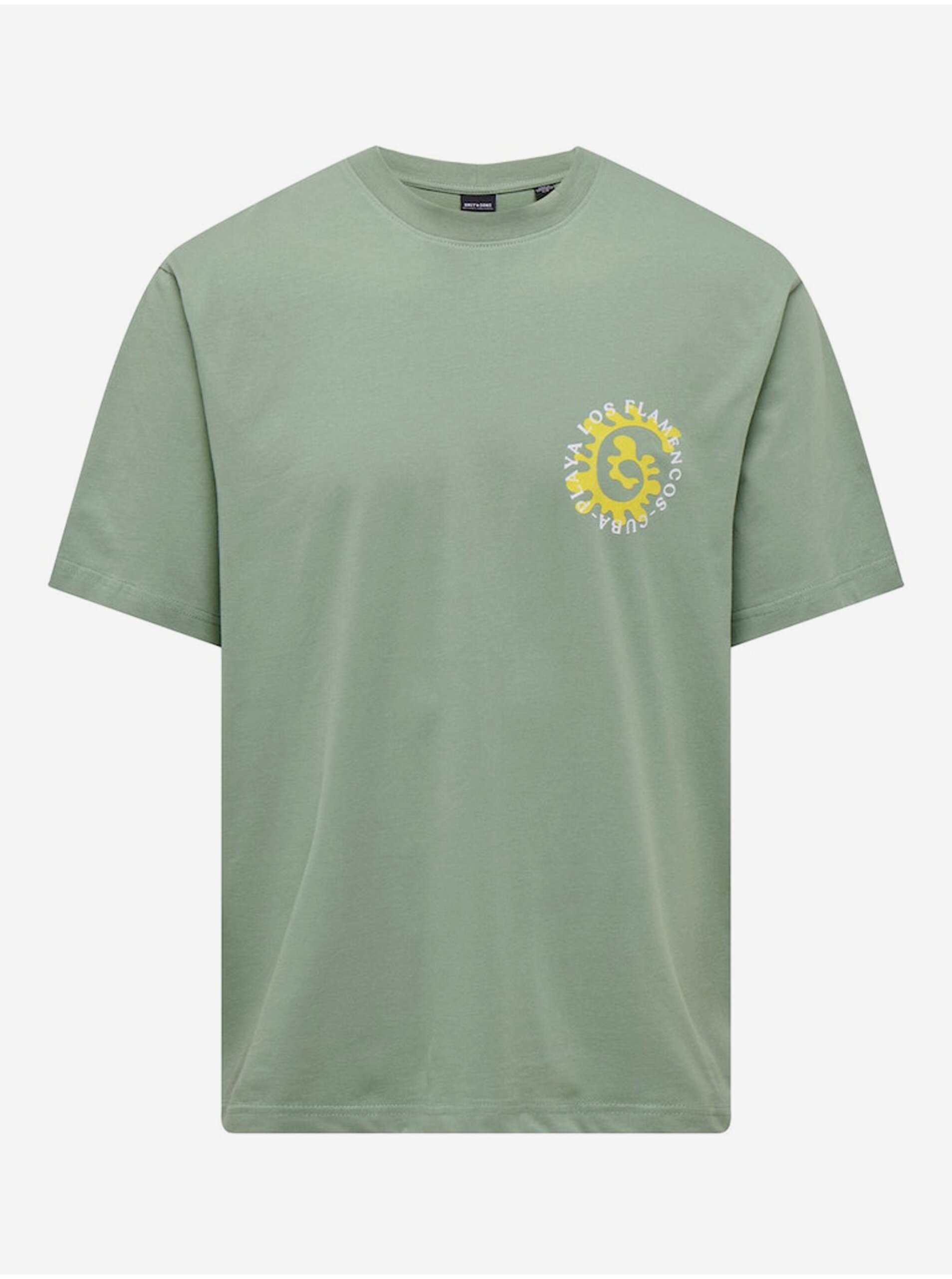 Levně Světle zelené pánské tričko ONLY & SONS Lucian - Pánské