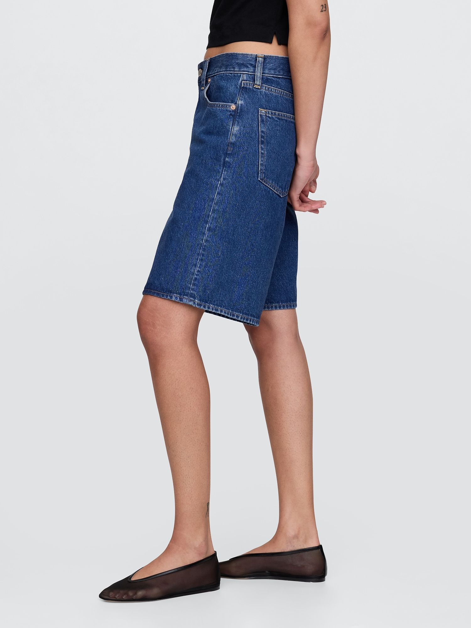 GAP Denim Shorts Mid Rise Longline - Women&#039;s