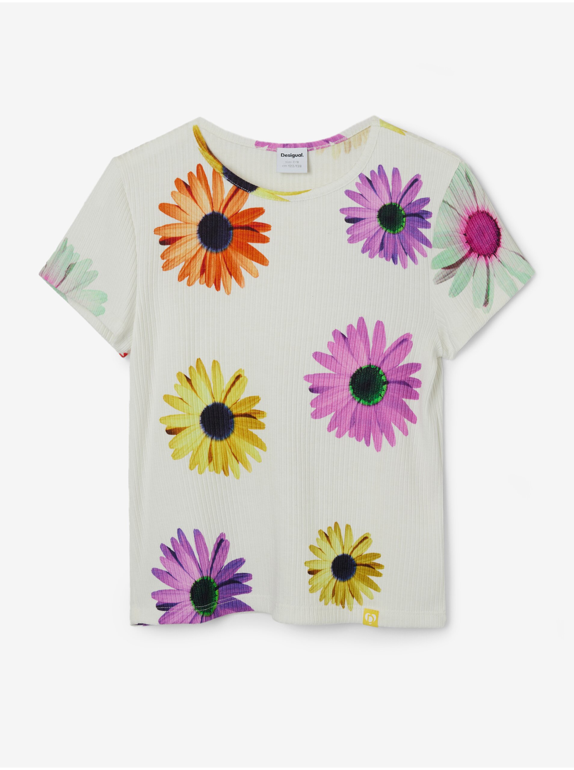 White Girls' Floral T-Shirt Desigual Danerys - Girls