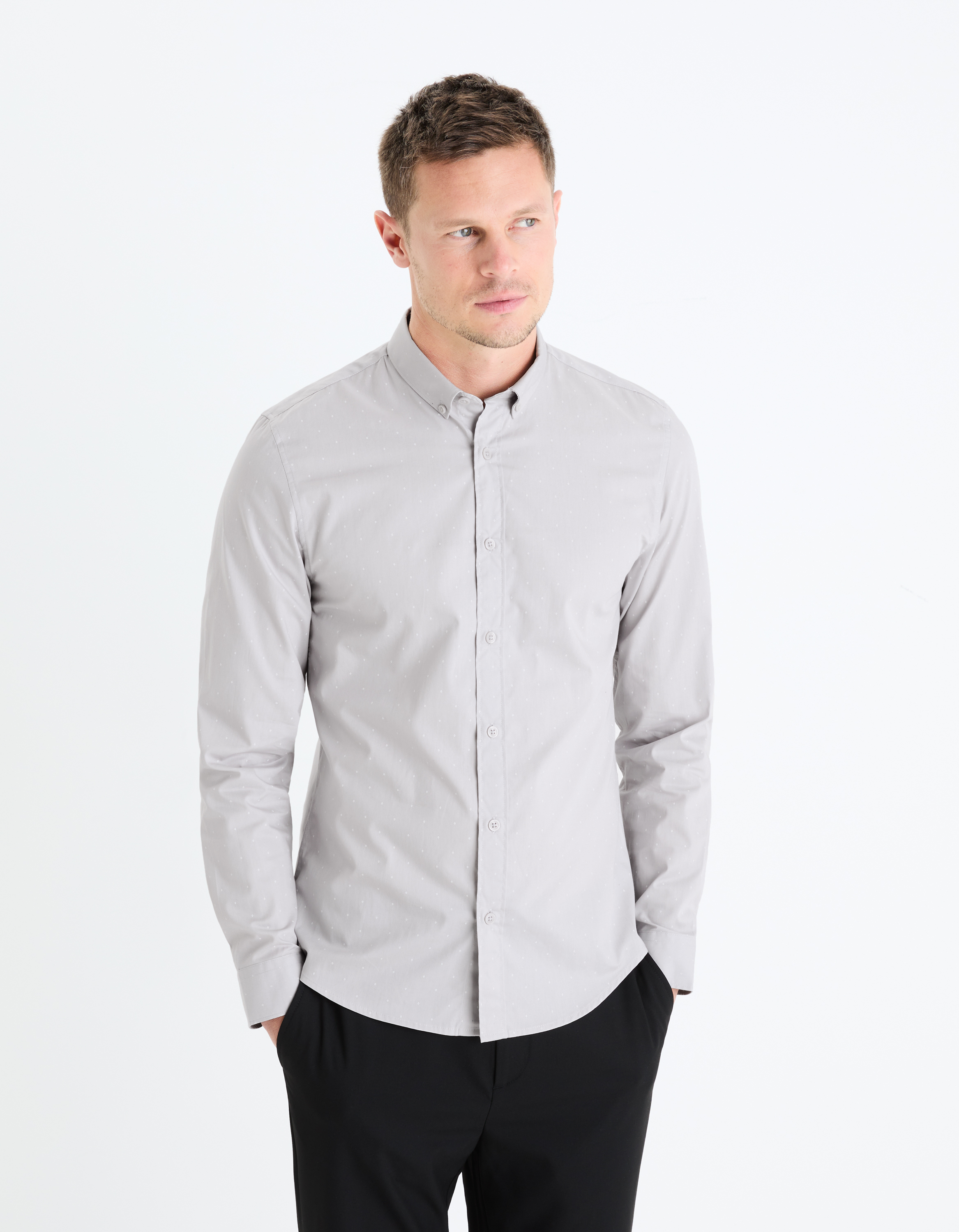 Camasi casual pentru barbati Celio - gri deschis