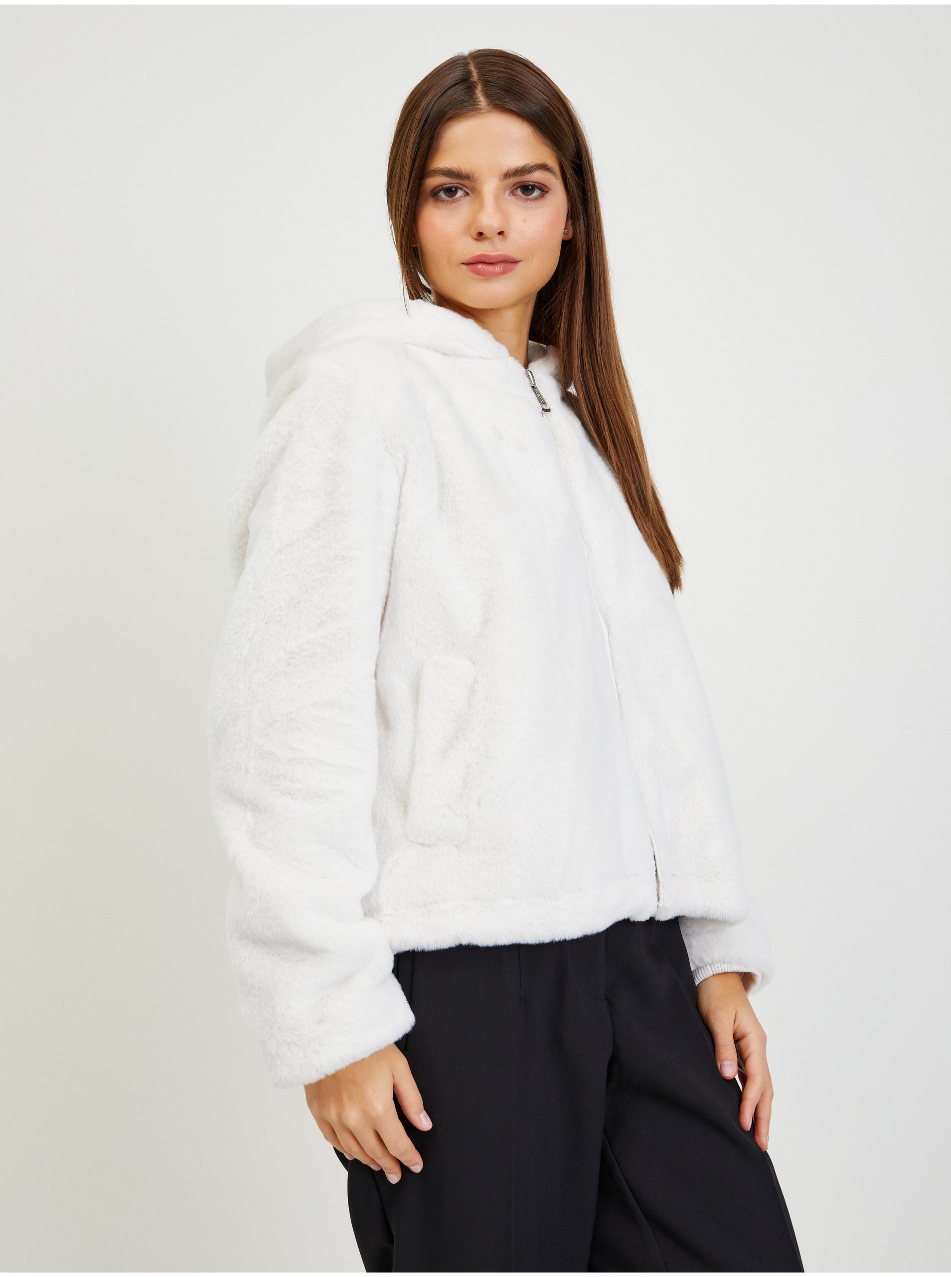 White Women's Faux Fur Jacket Guess Theoline - Women