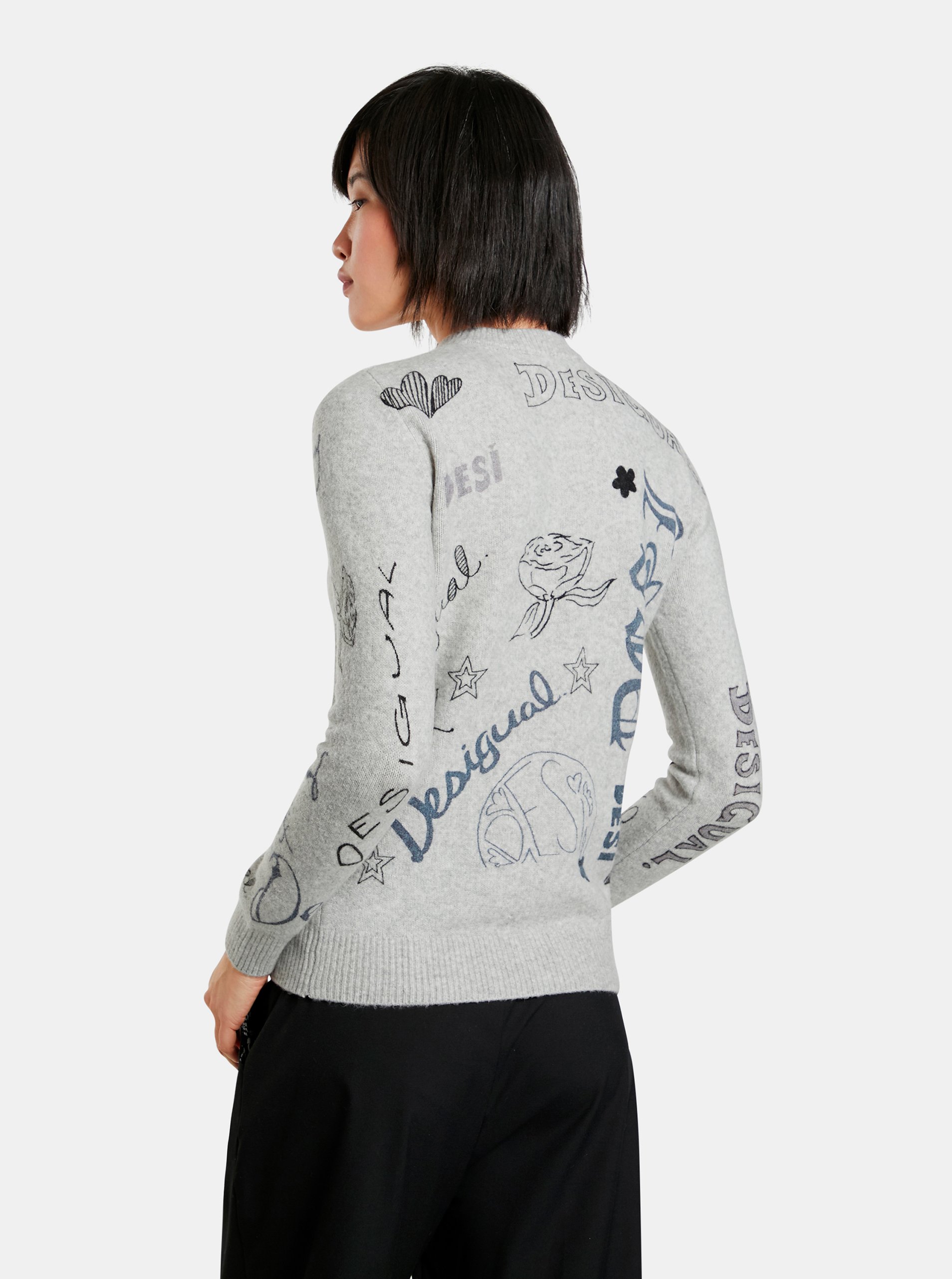 Pulovere pentru femei Desigual - gri deschis