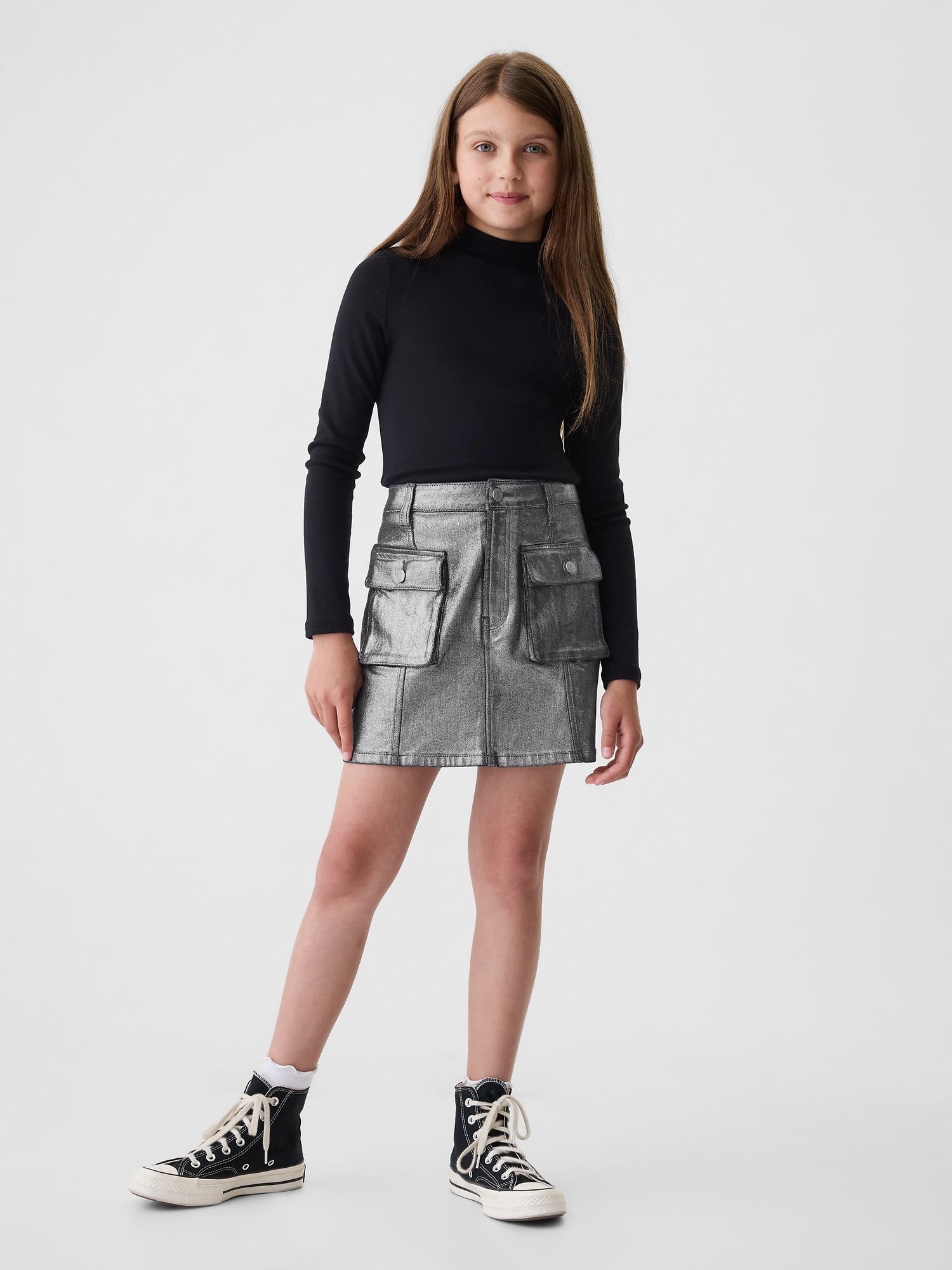 GAP Children's Metallic Denim Cargo Skirt - Girls