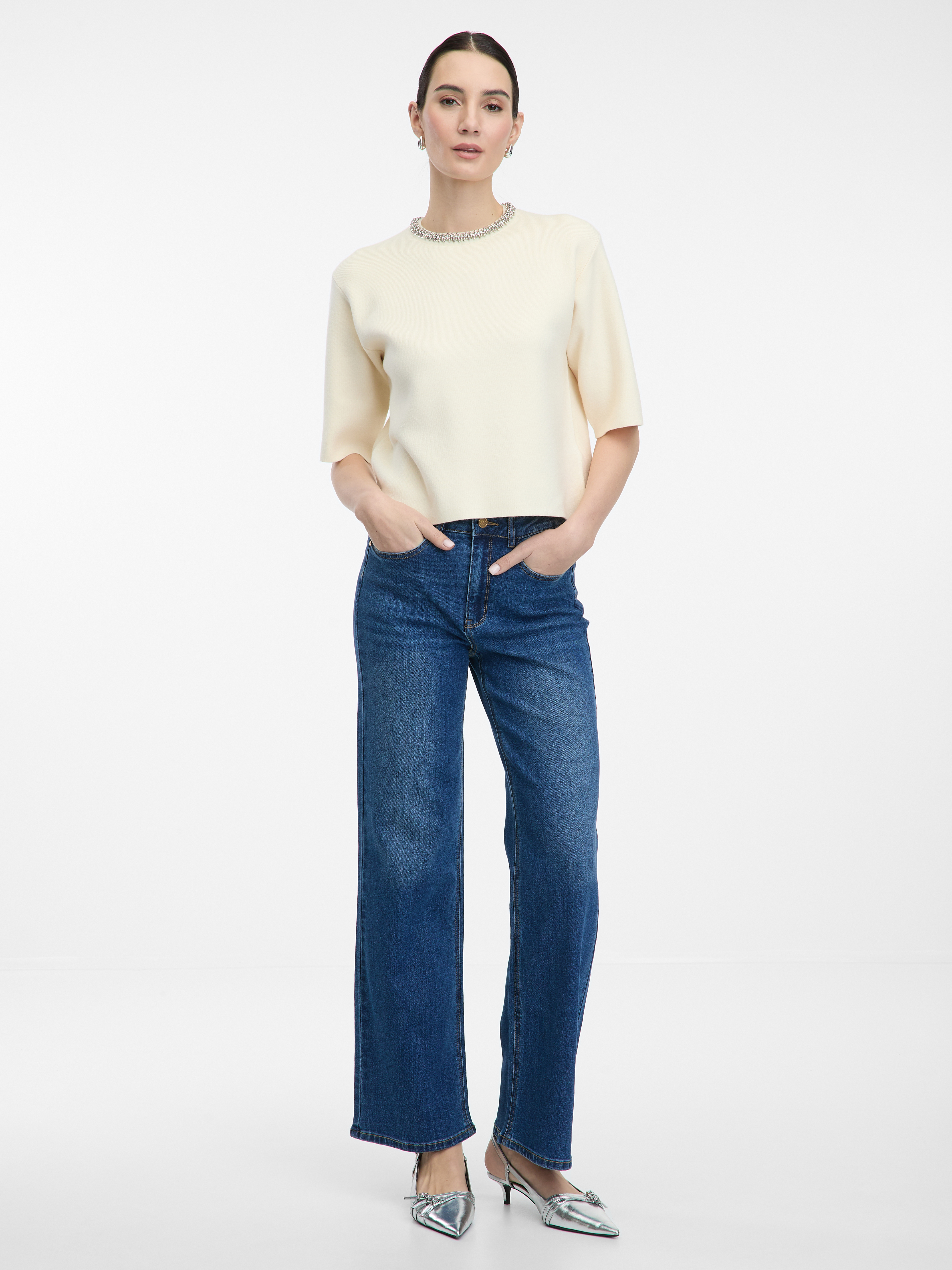 Blue women&#039;s wide leg jeans ORSAY - Women