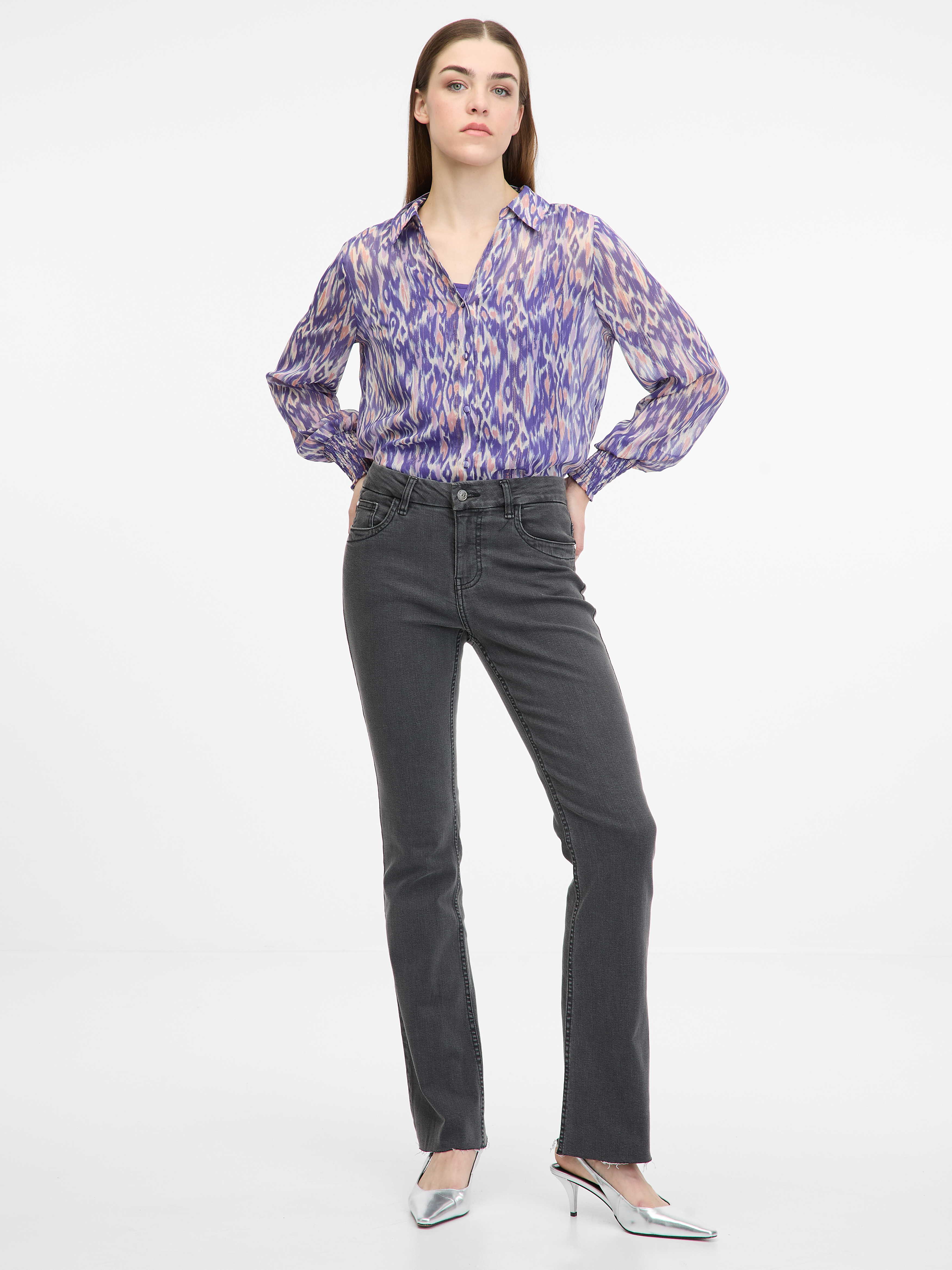 Purple women's blouse with collar ORSAY - Women's
