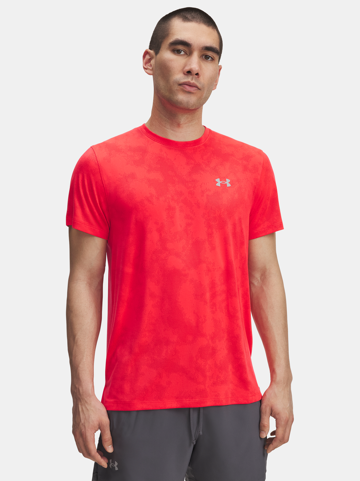 Mens Under Armour UA Launch Camo SS-RED T-Shirt - Mens