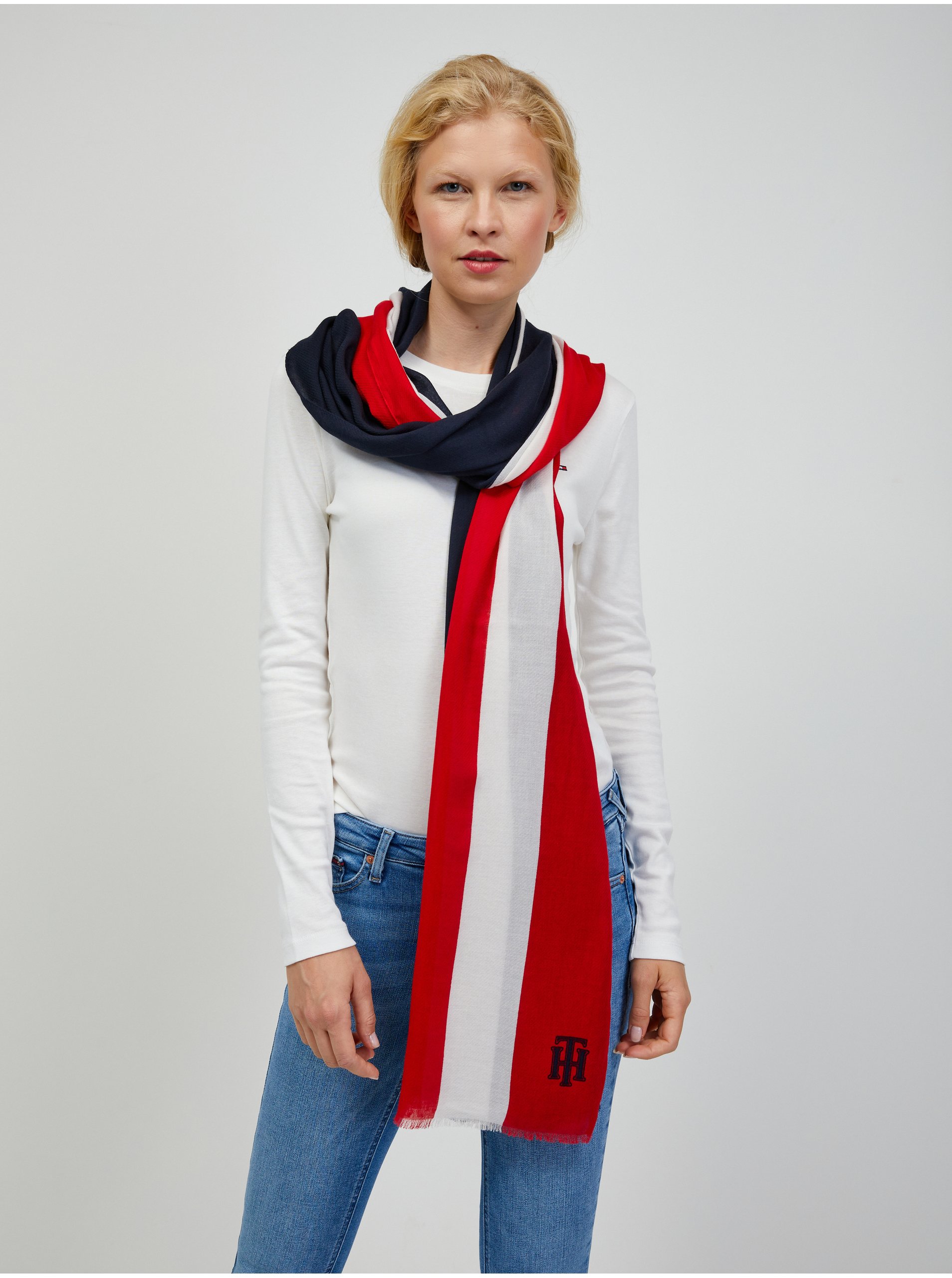 White-red women's scarf Tommy Hilfiger - Women