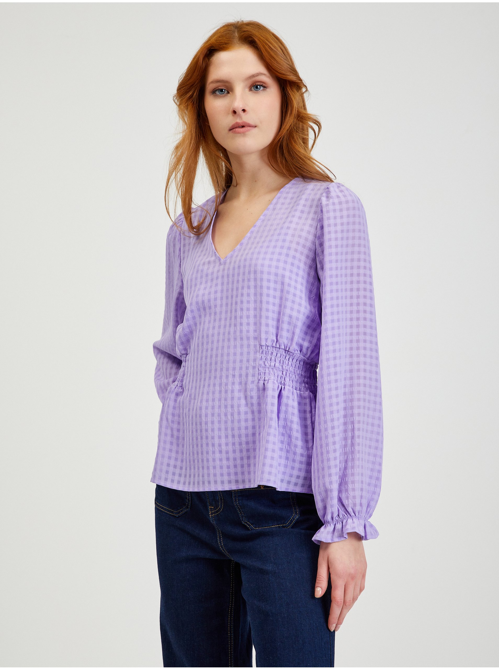 Light Purple Ladies Plaid Blouse ORSAY - Ladies