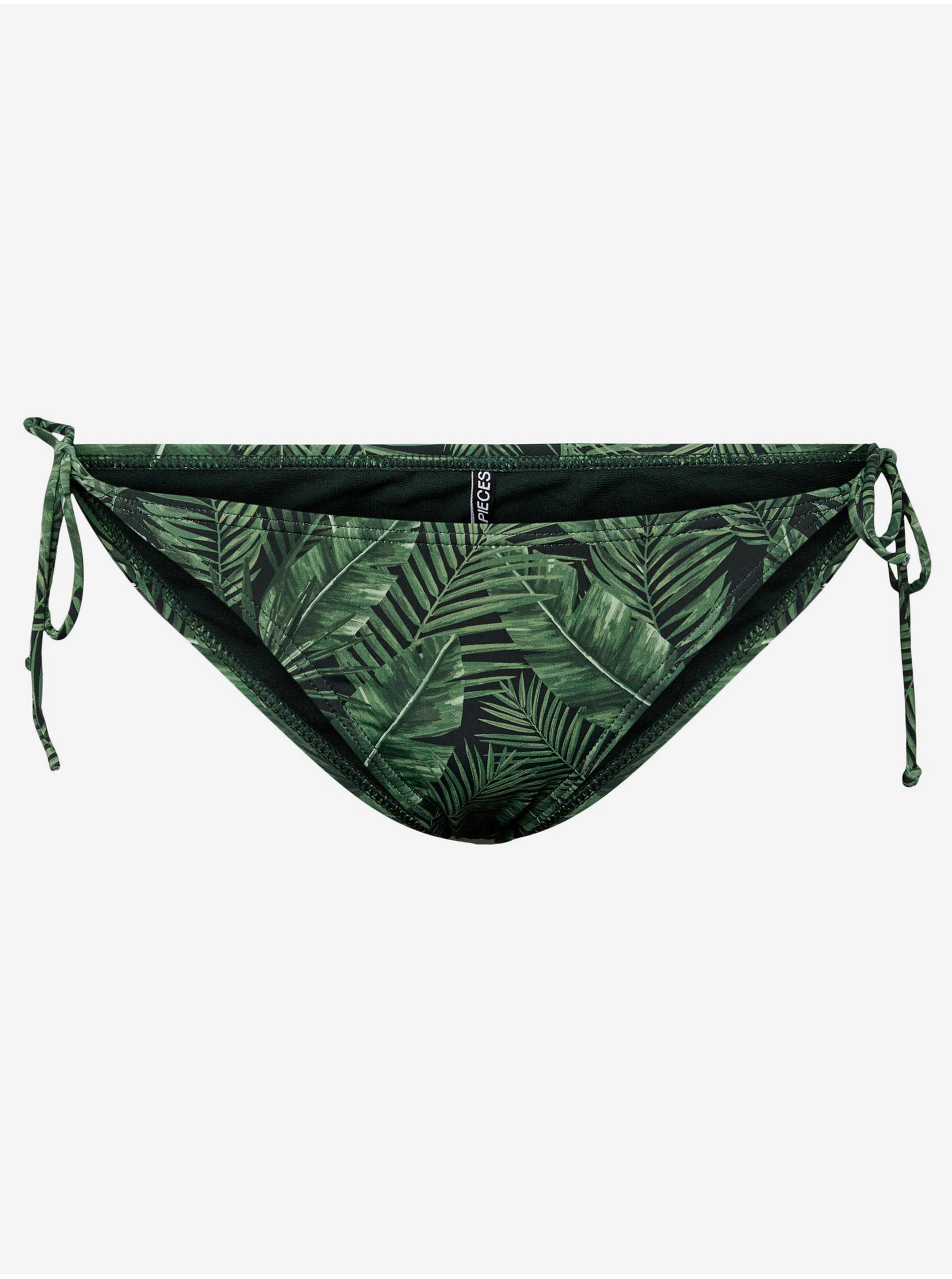Levně Zelený dámský vzorovaný spodní díl plavek Pieces Bilma - Dámské