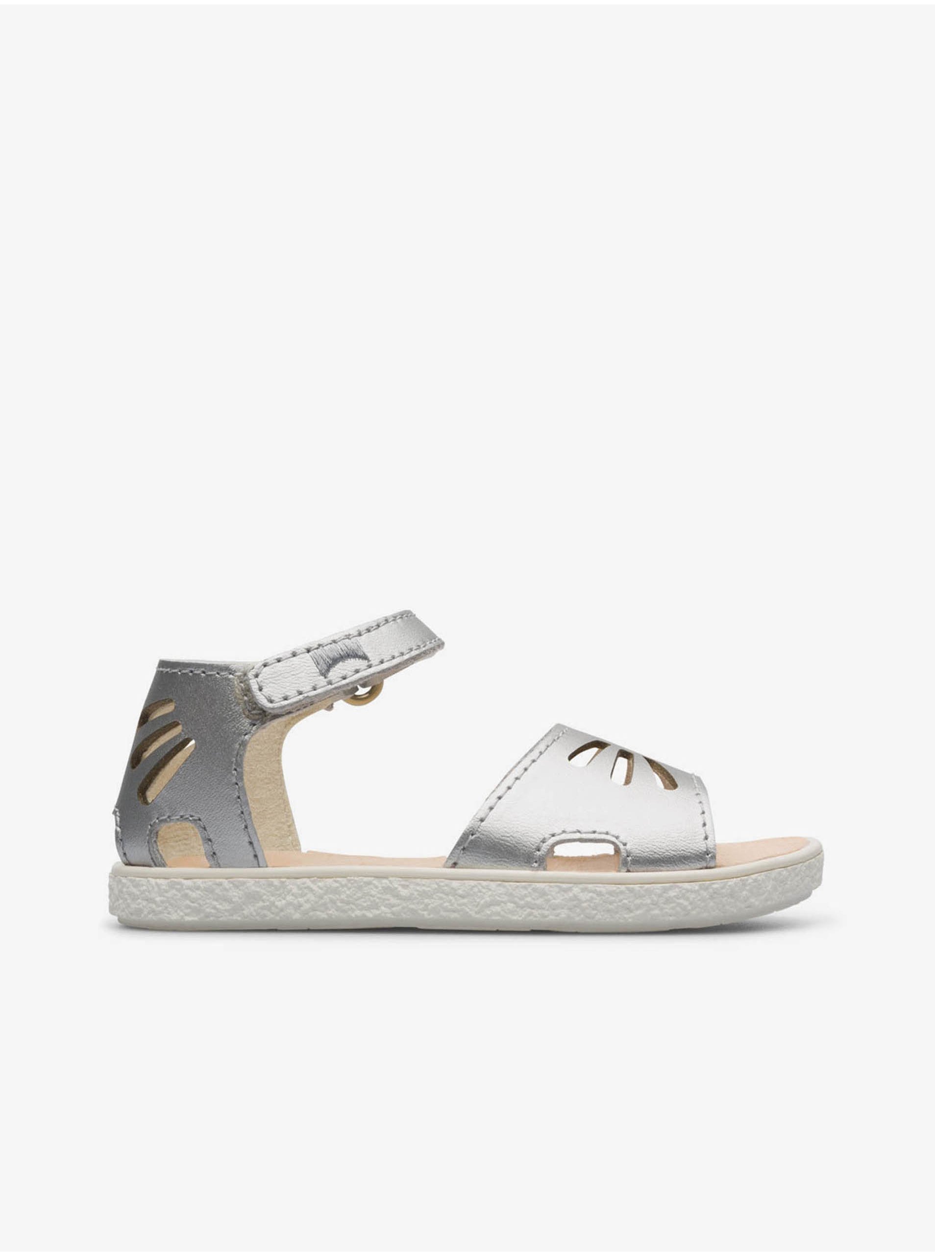 Levně Holčičí kožené sandály ve stříbré barvě Camper - Holky