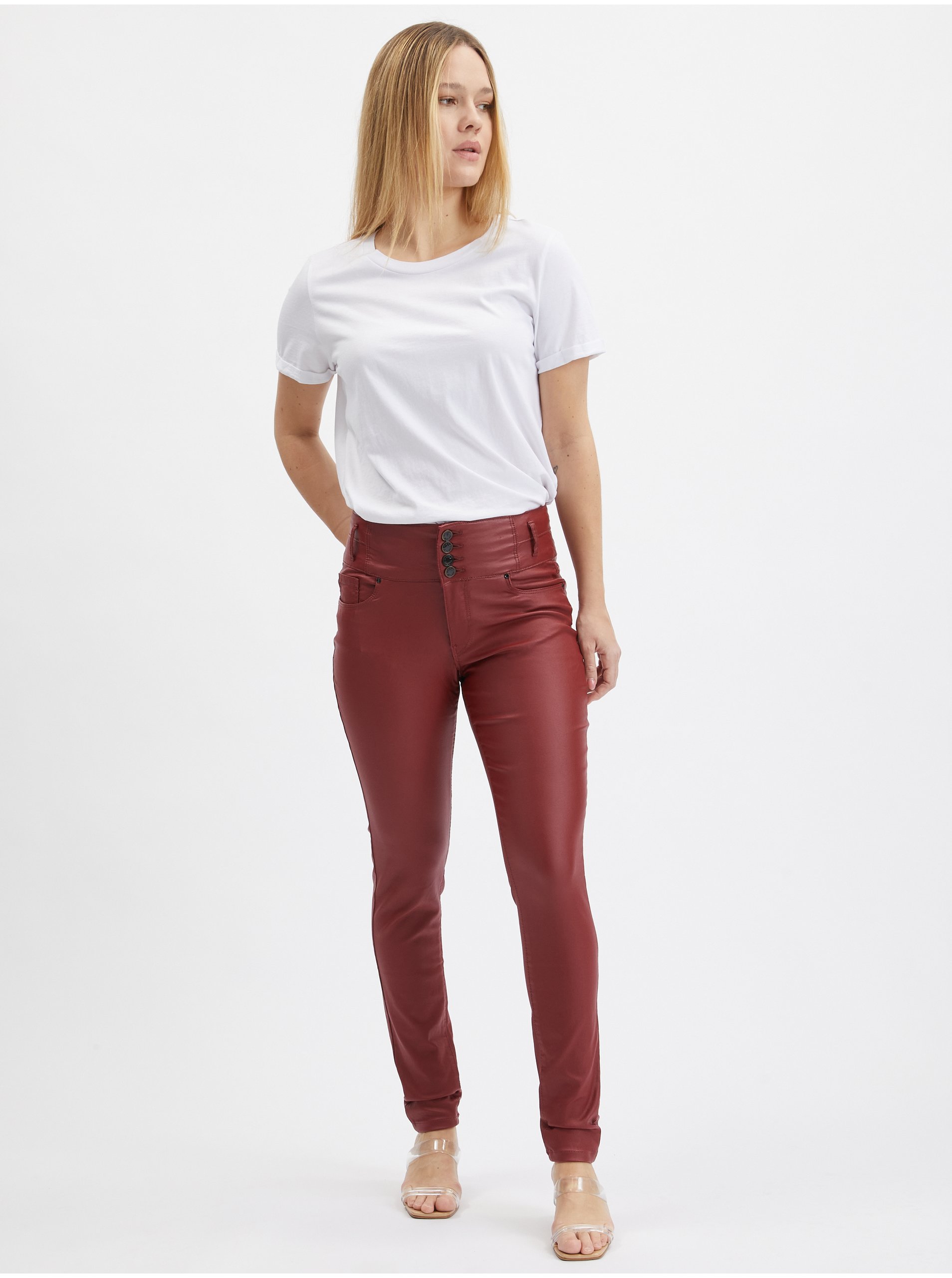 Orsay Vínové Dámské Skinny Fit Kalhoty - Dámské