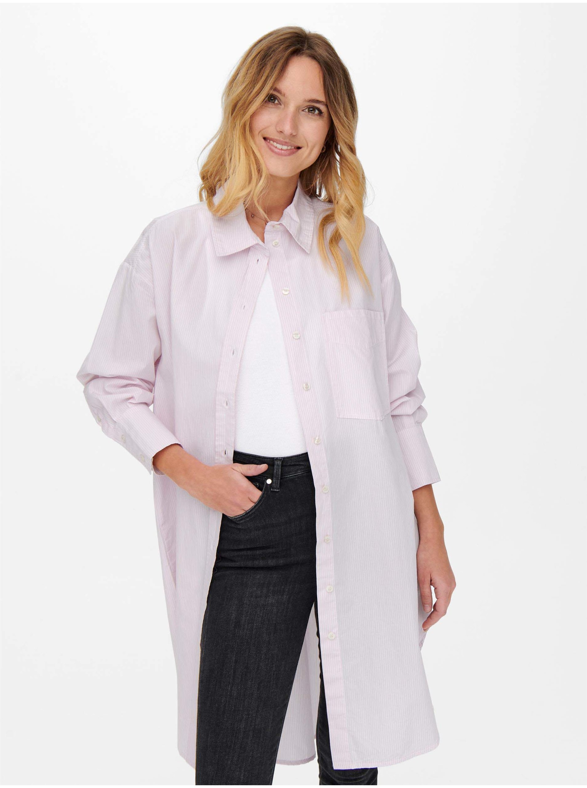 Light Pink Long Shirt ONLY Mathilde - Women