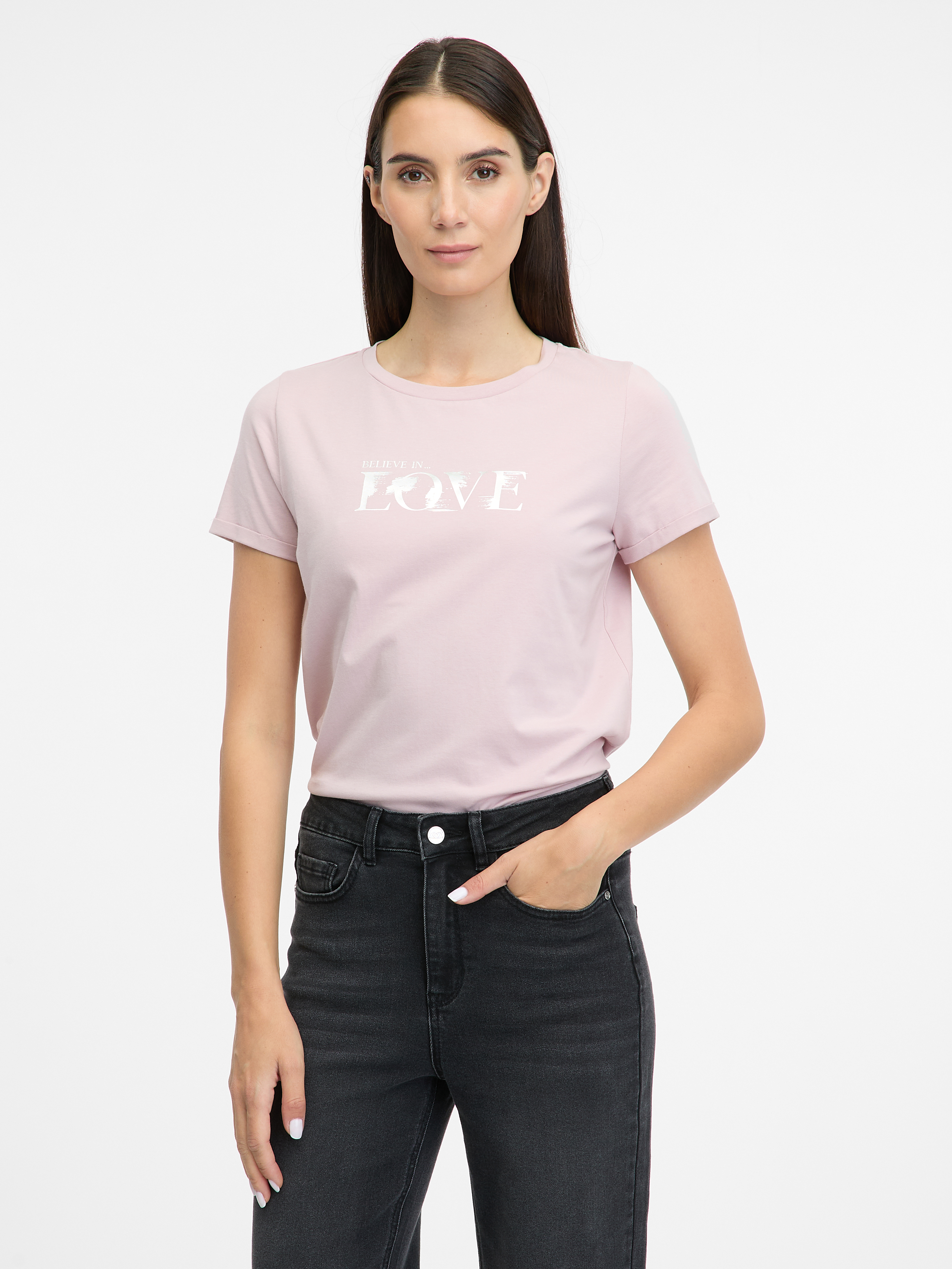 Light pink women's short-sleeved T-shirt ORSAY - Women's