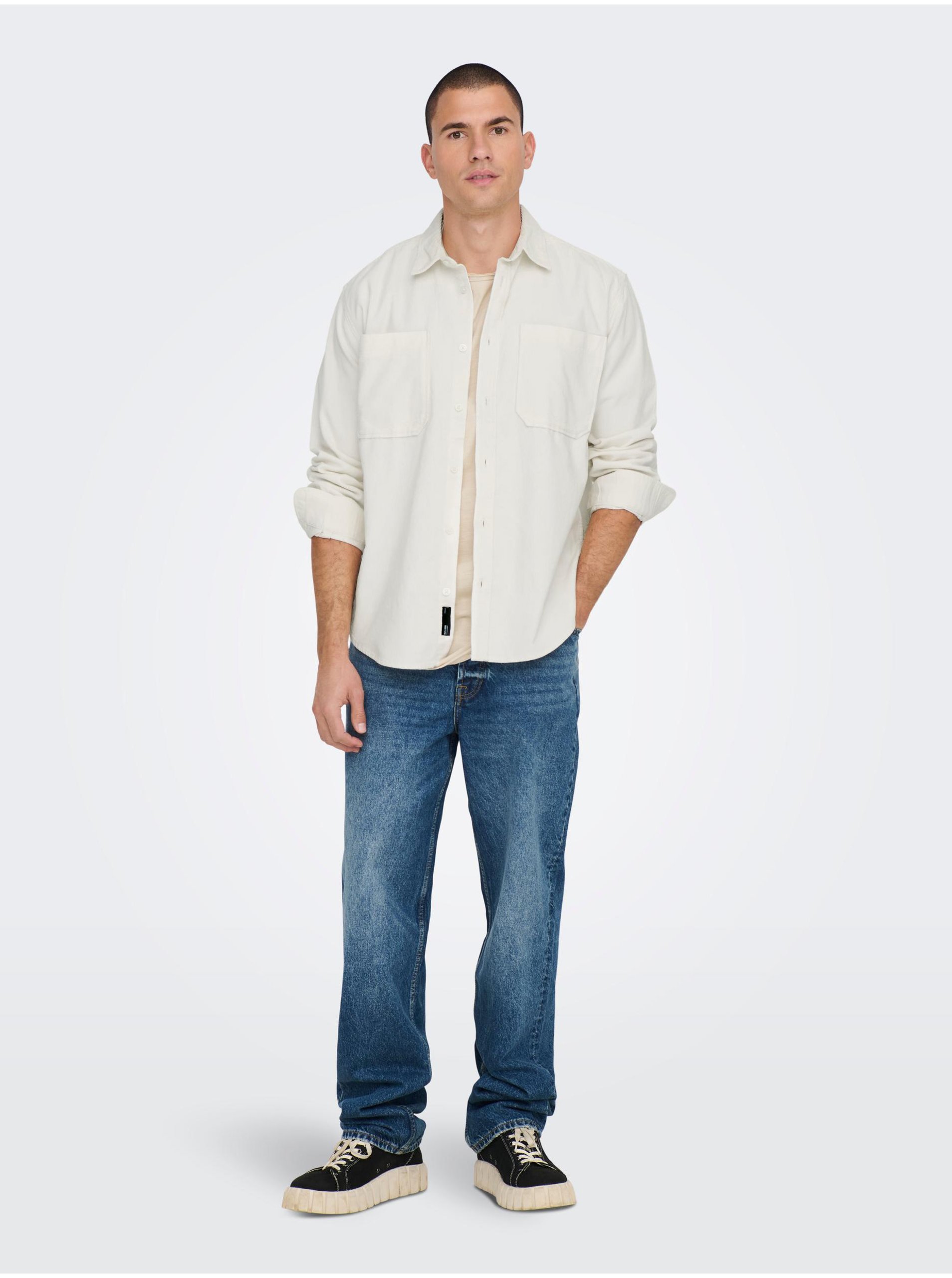 Jachete subtire pentru barbati ONLY & SONS - crem