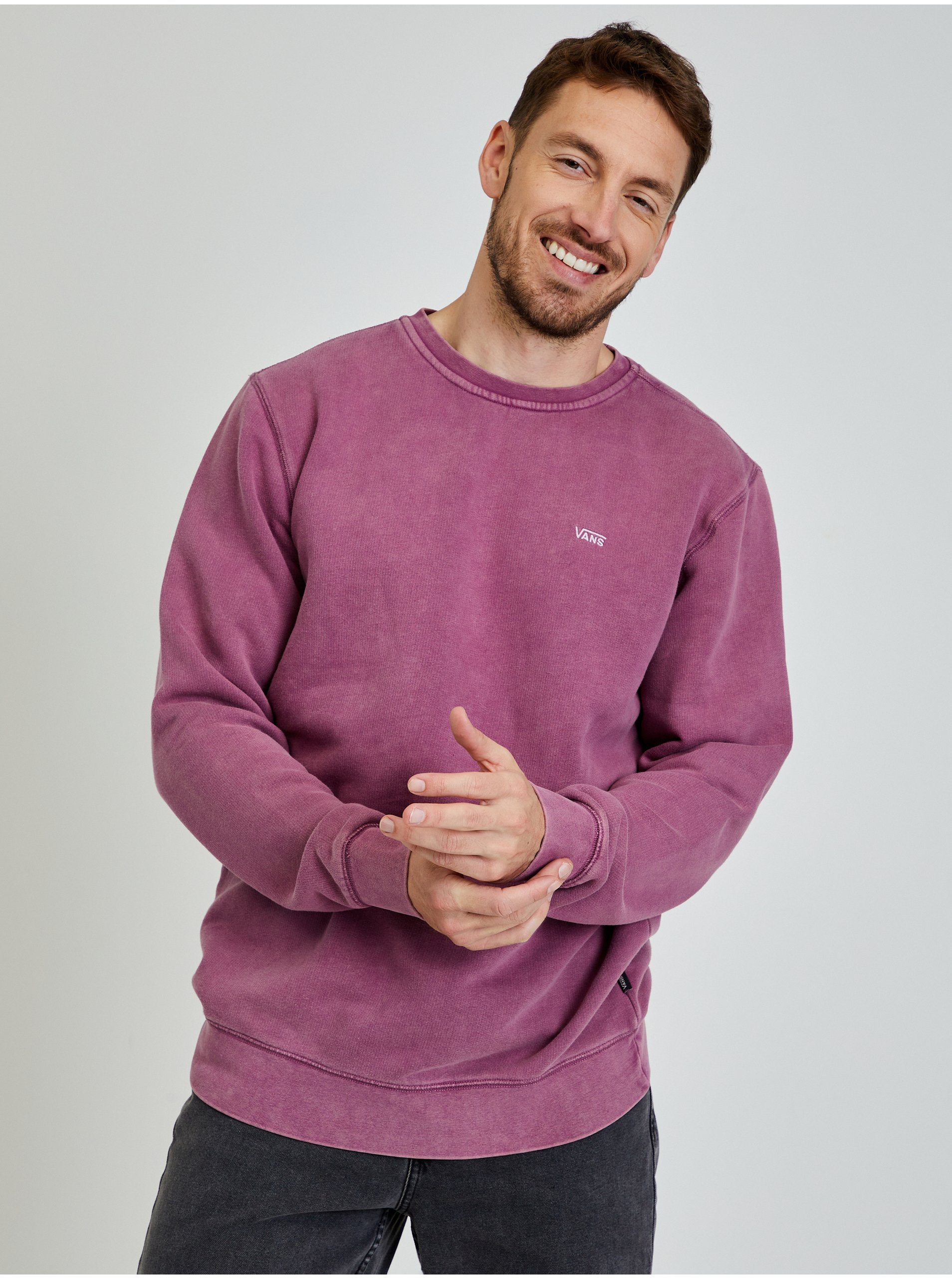 Mikiny a mikiny s kapucou - Vans ComfyCush Washed Crewneck Bordová