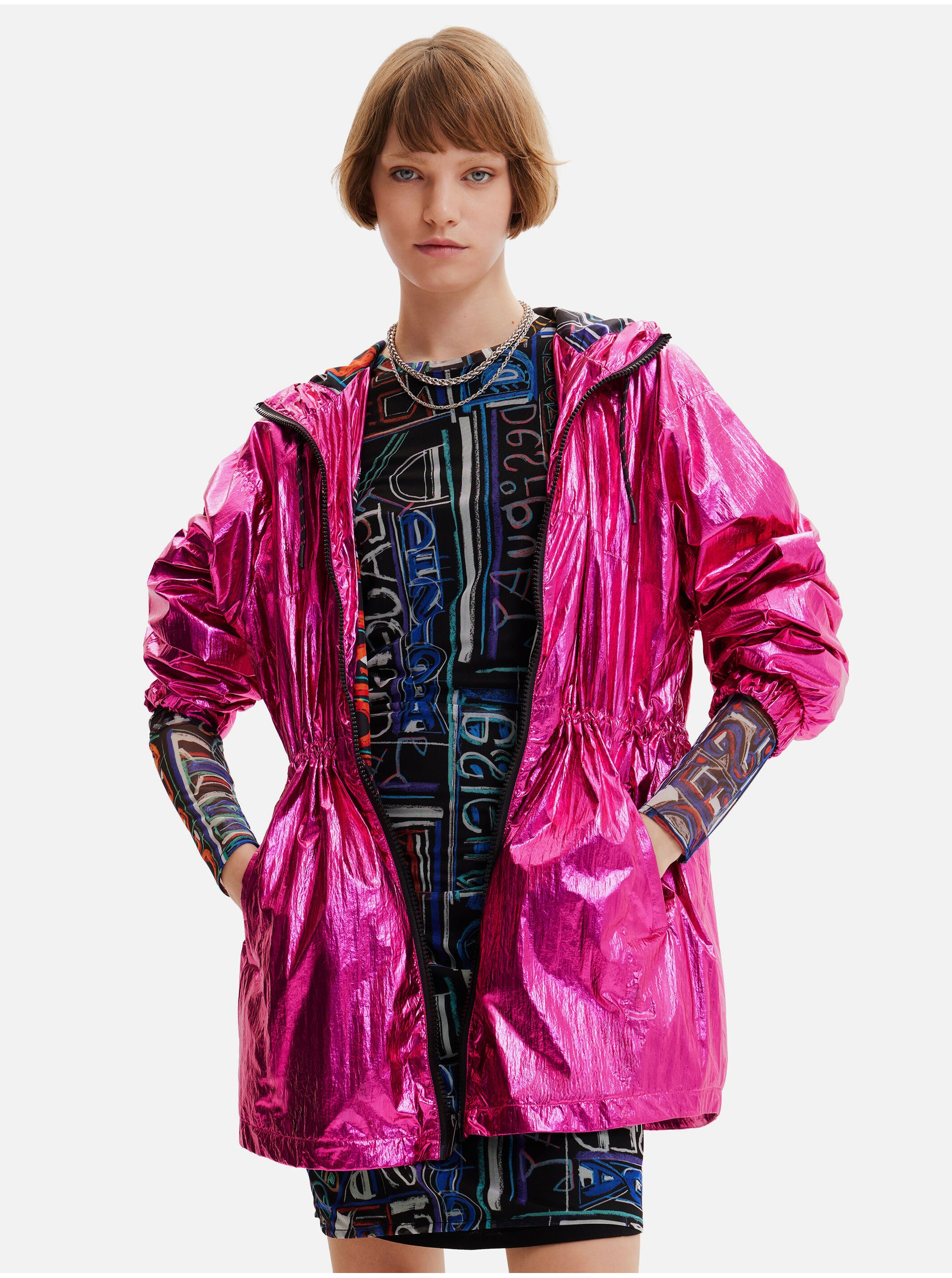 Geci parka pentru femei Desigual - roz inchis