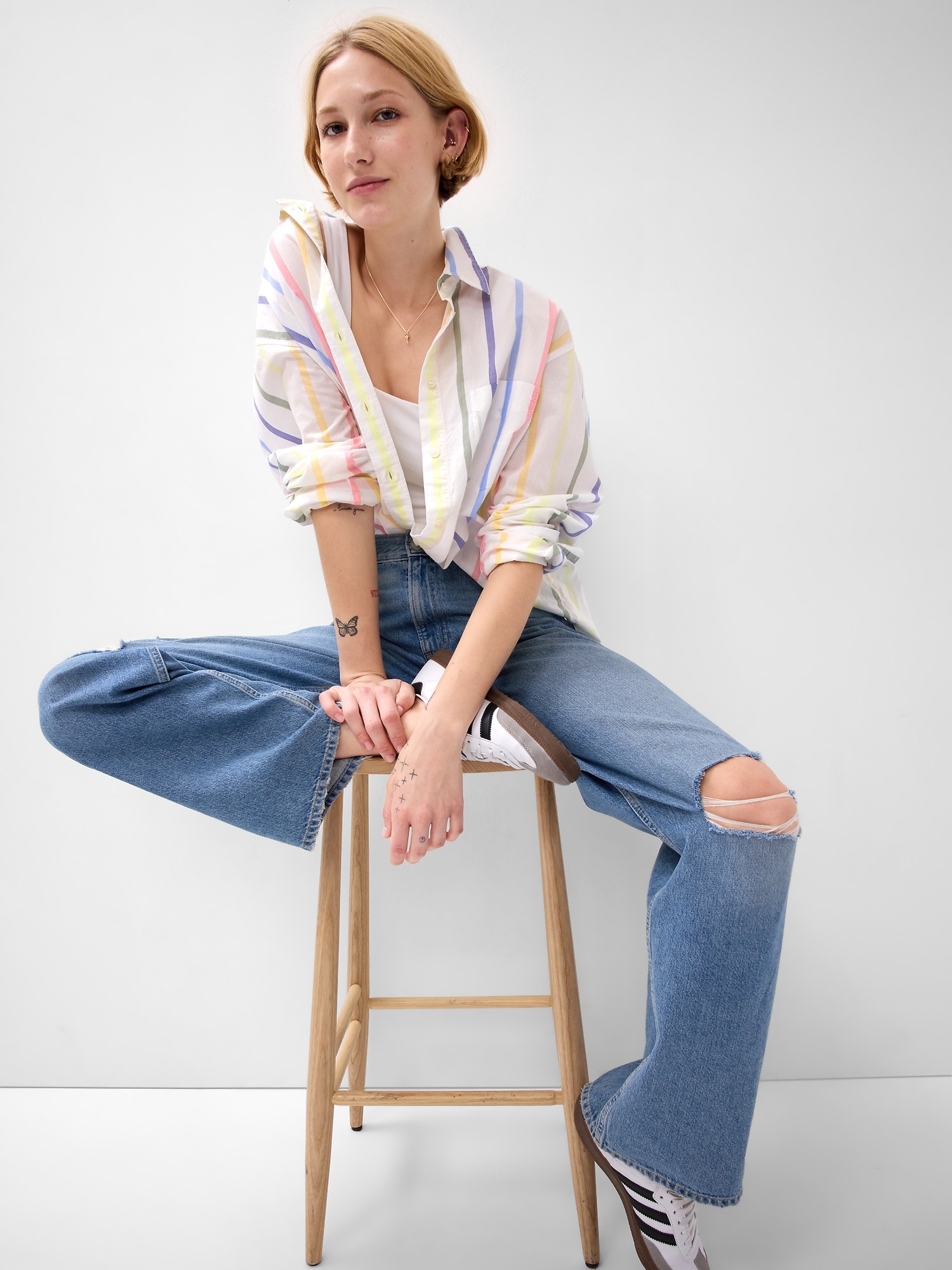 Dámska pruhovaná oversized košeľa GAP