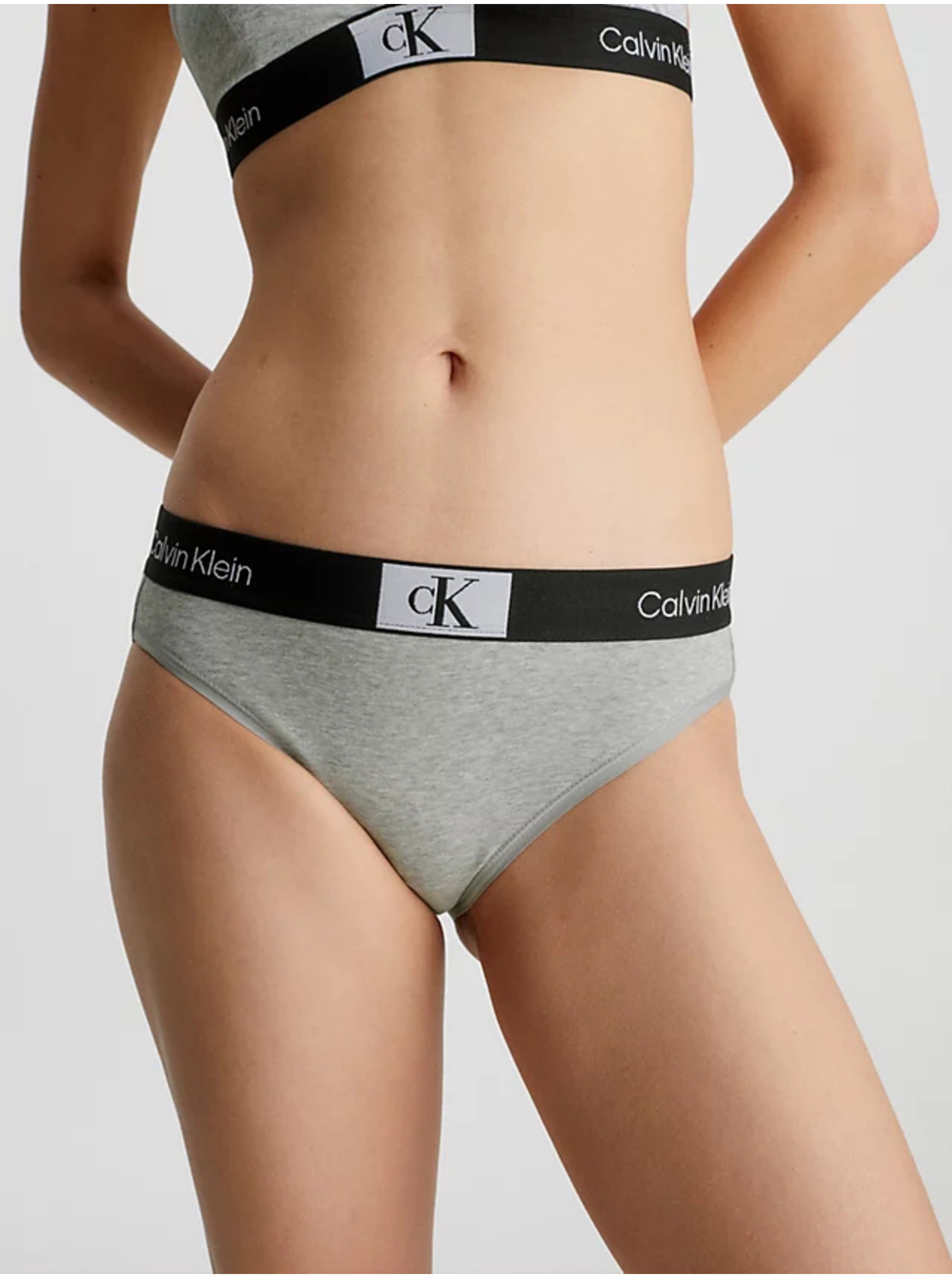 Levně Světle šedé dámské kalhotky Calvin Klein Underwear - Dámské