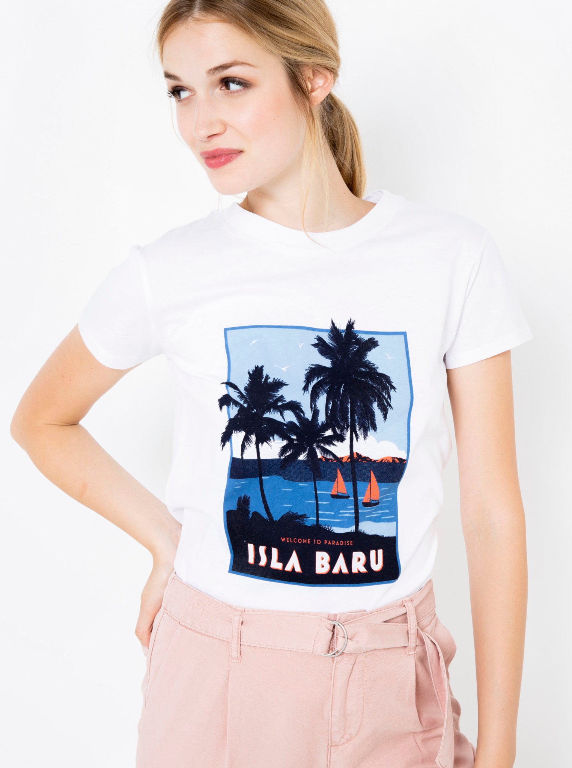 White T-shirt with CAMAIEU print - Women