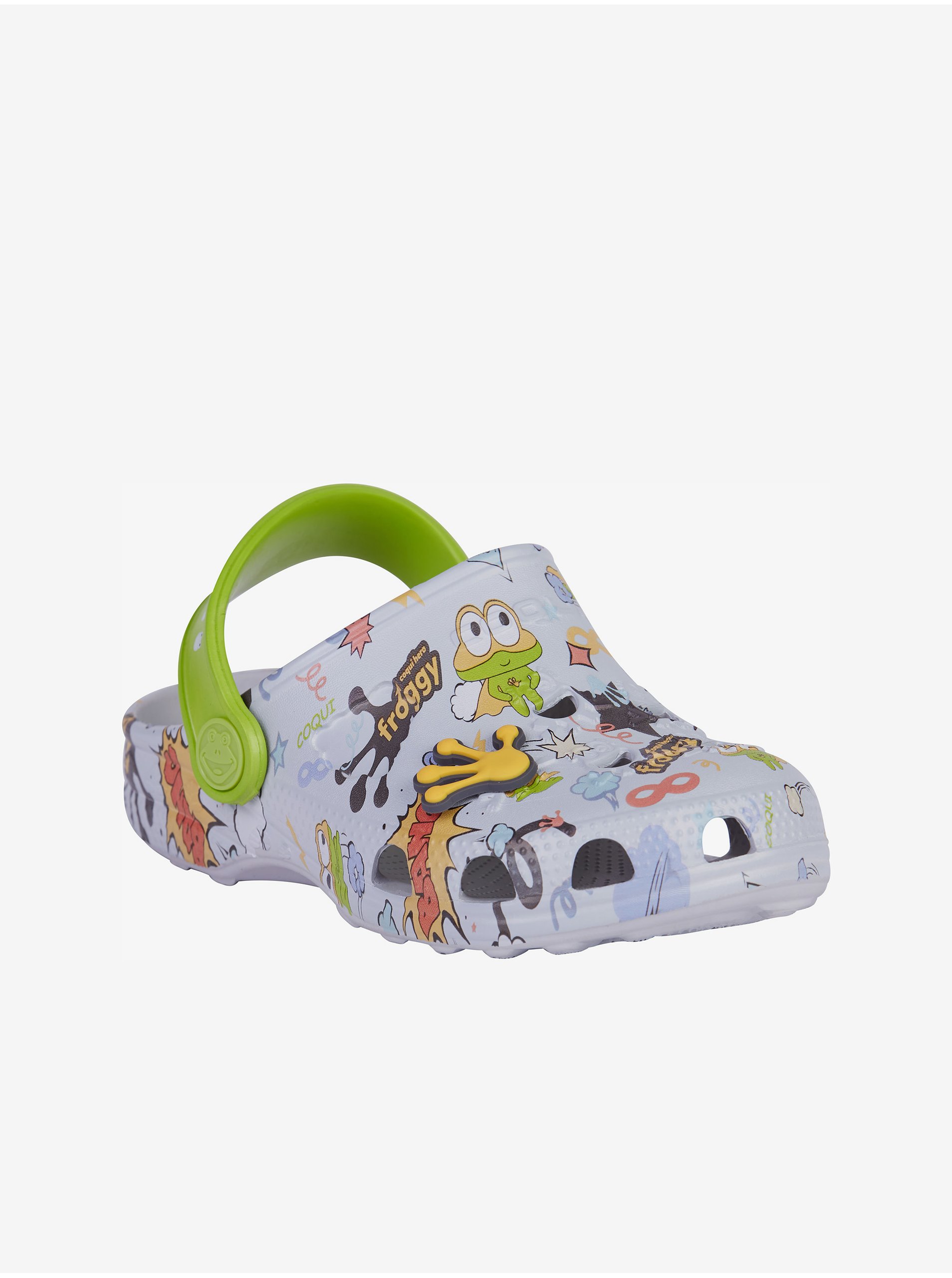Light Gray Children's Patterned Slippers Coqui Little Frog - Boys