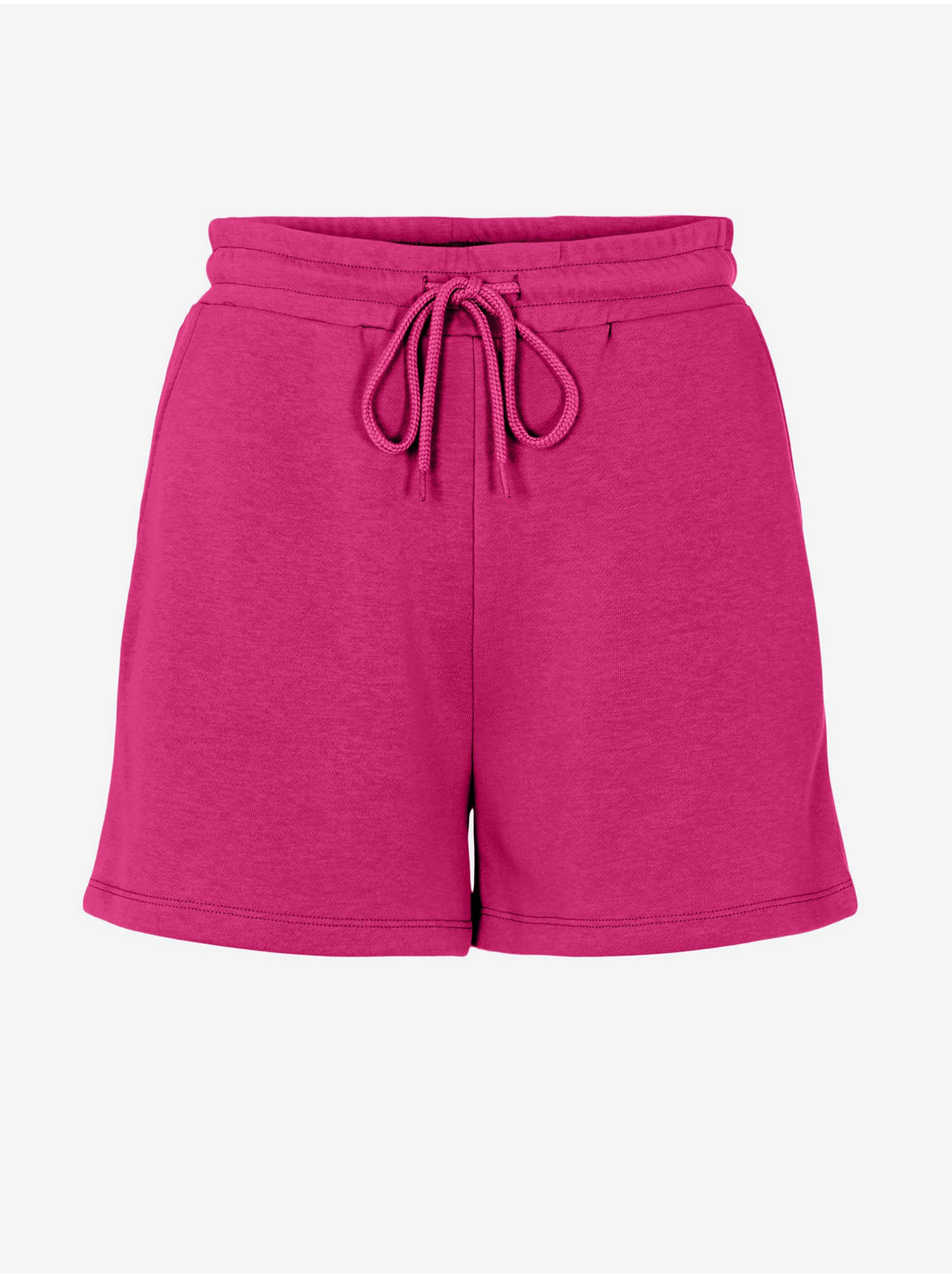 Women's Basic Sweatpants Dark Pink Pieces Chilli Shorts - Women